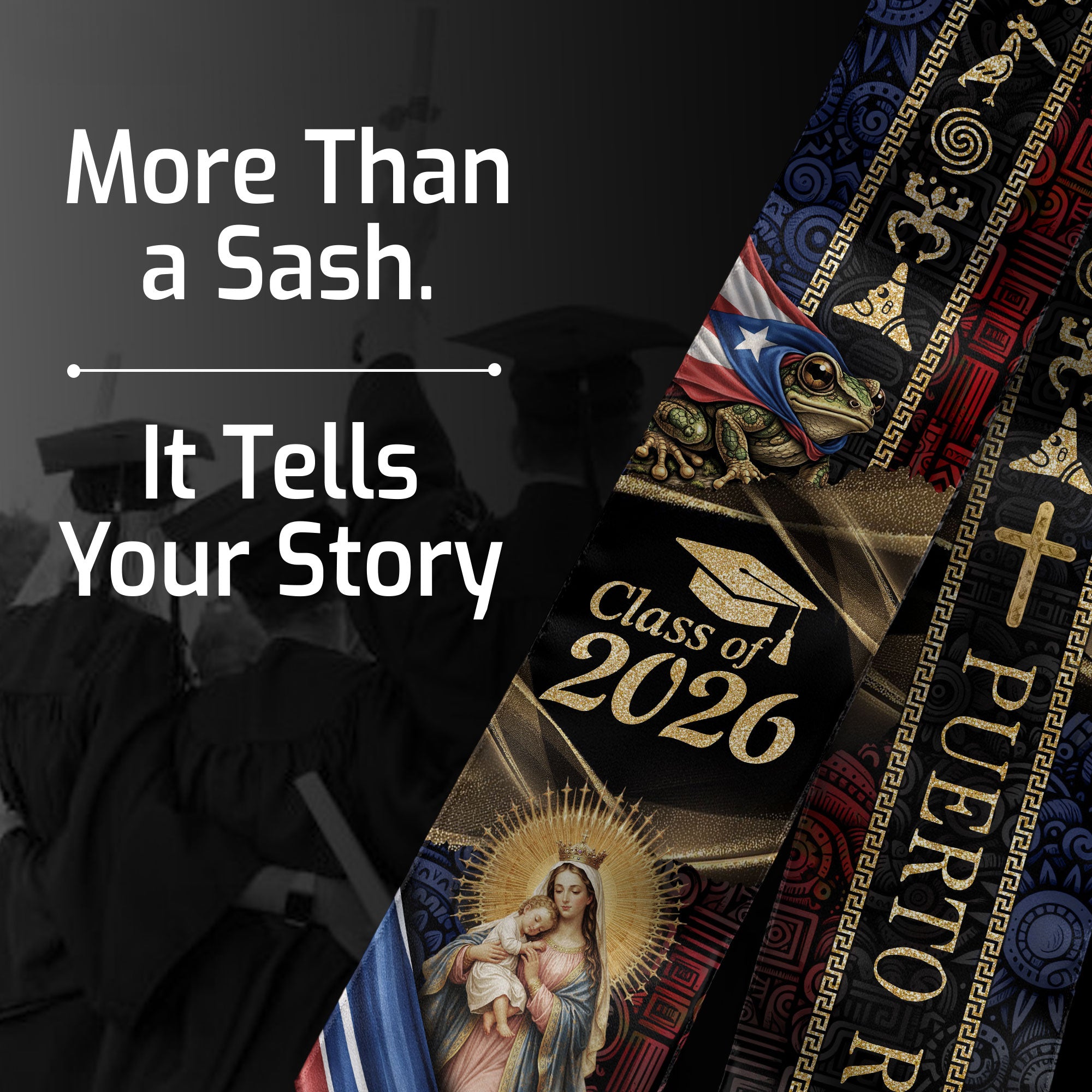 Puerto Rico Graduation Stole Class of 2026 Puerto Rican Graduation Sash Faith Heritage Style