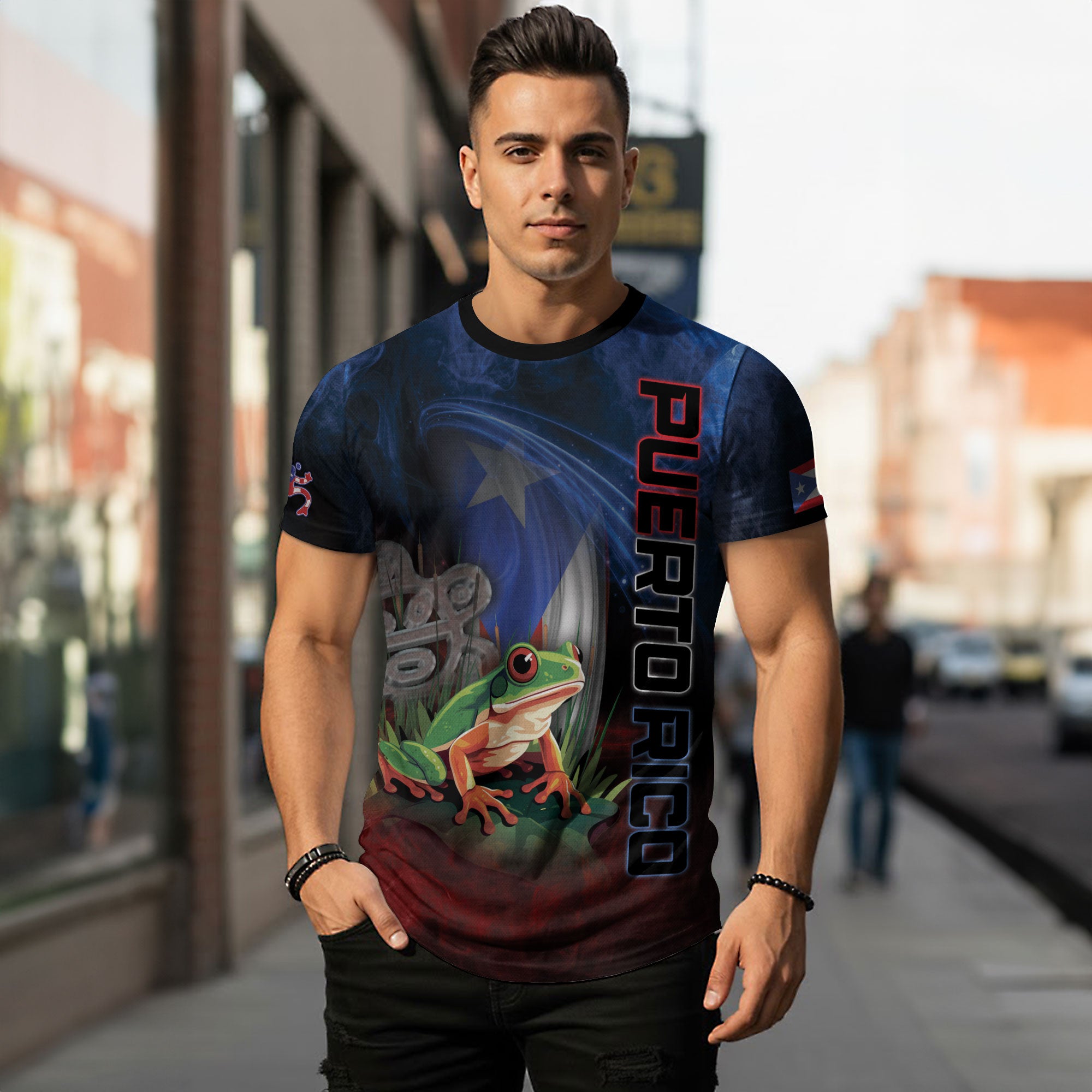 Puerto Rico Coqui Frog Galaxy Nebula Heritage Boricua Pride Tribal Culture Shirt