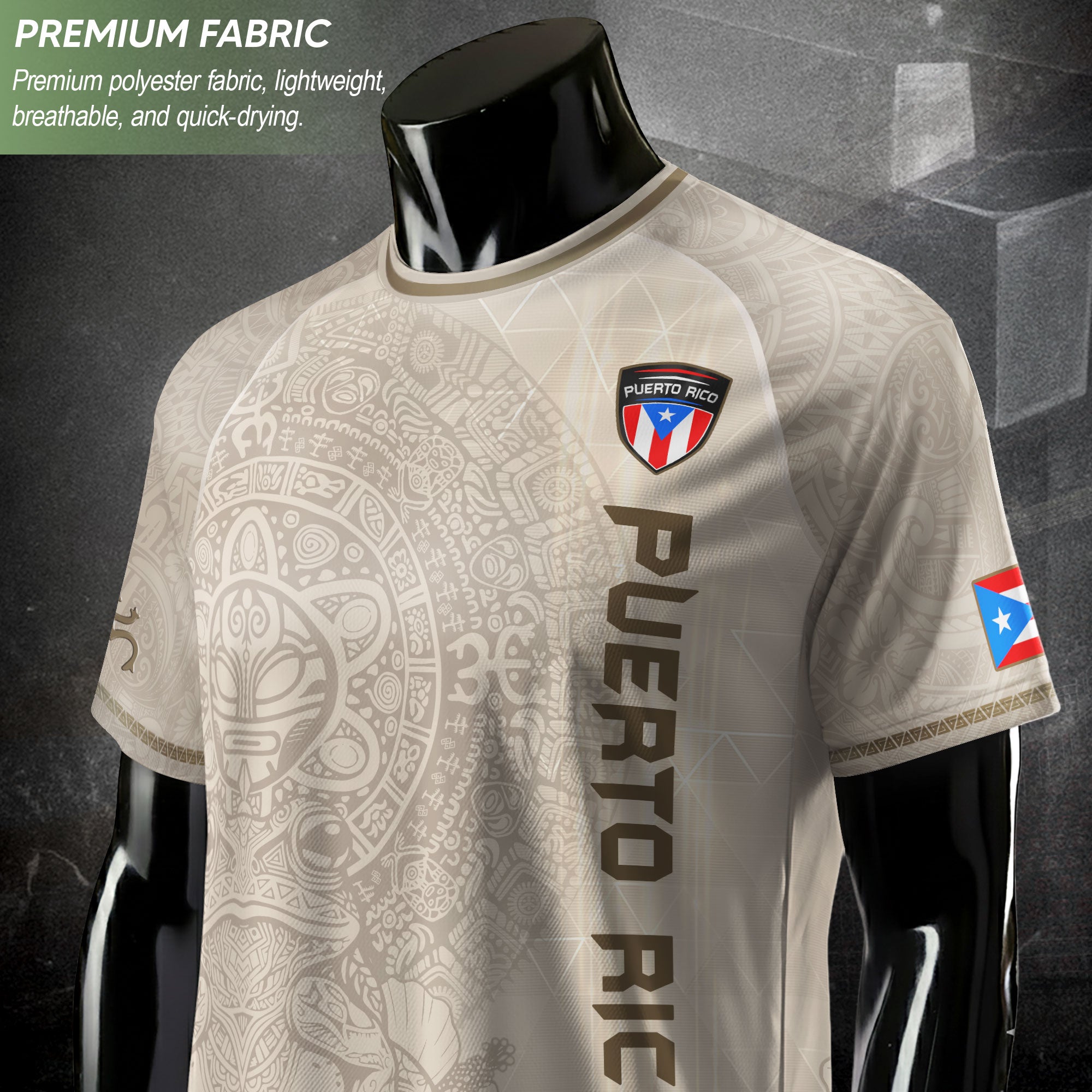 Puerto Rico Heritage Beige Vintage Boricua Athletic Taino Symbols Soccer Jersey