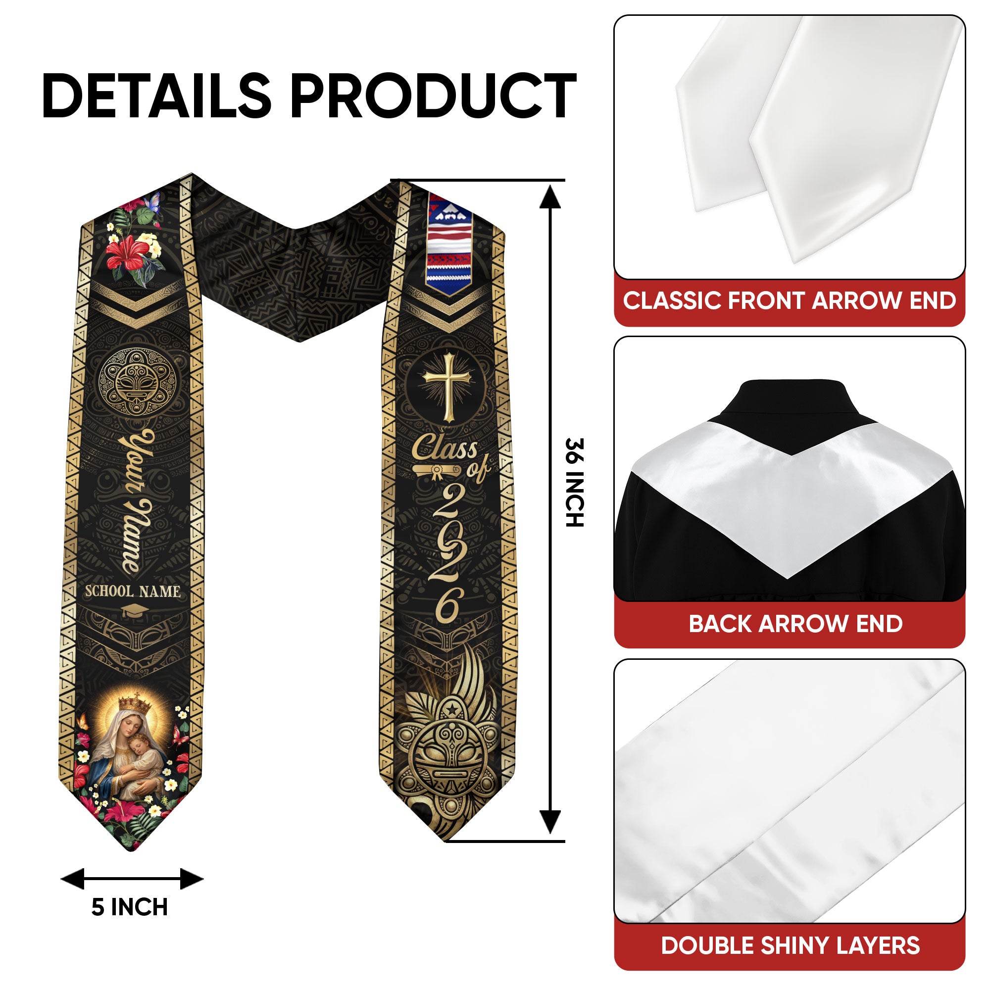 Puerto Rico Graduation Stole 2026 - Personalized Name School Coqui Sash