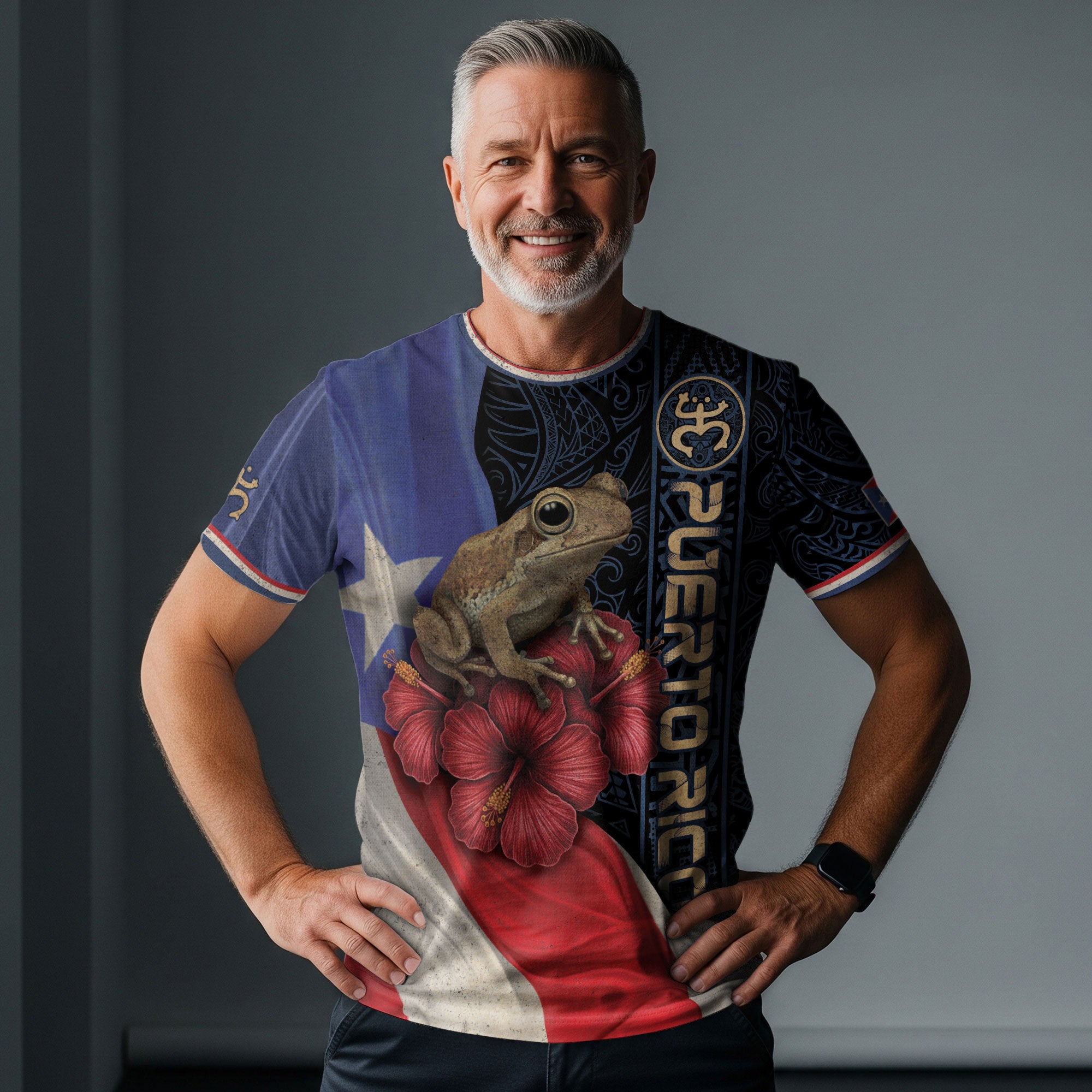 Puerto Rico Flag Coqui Frog Hibiscus Taino Heritage Pride Boricua Spirit Shirt