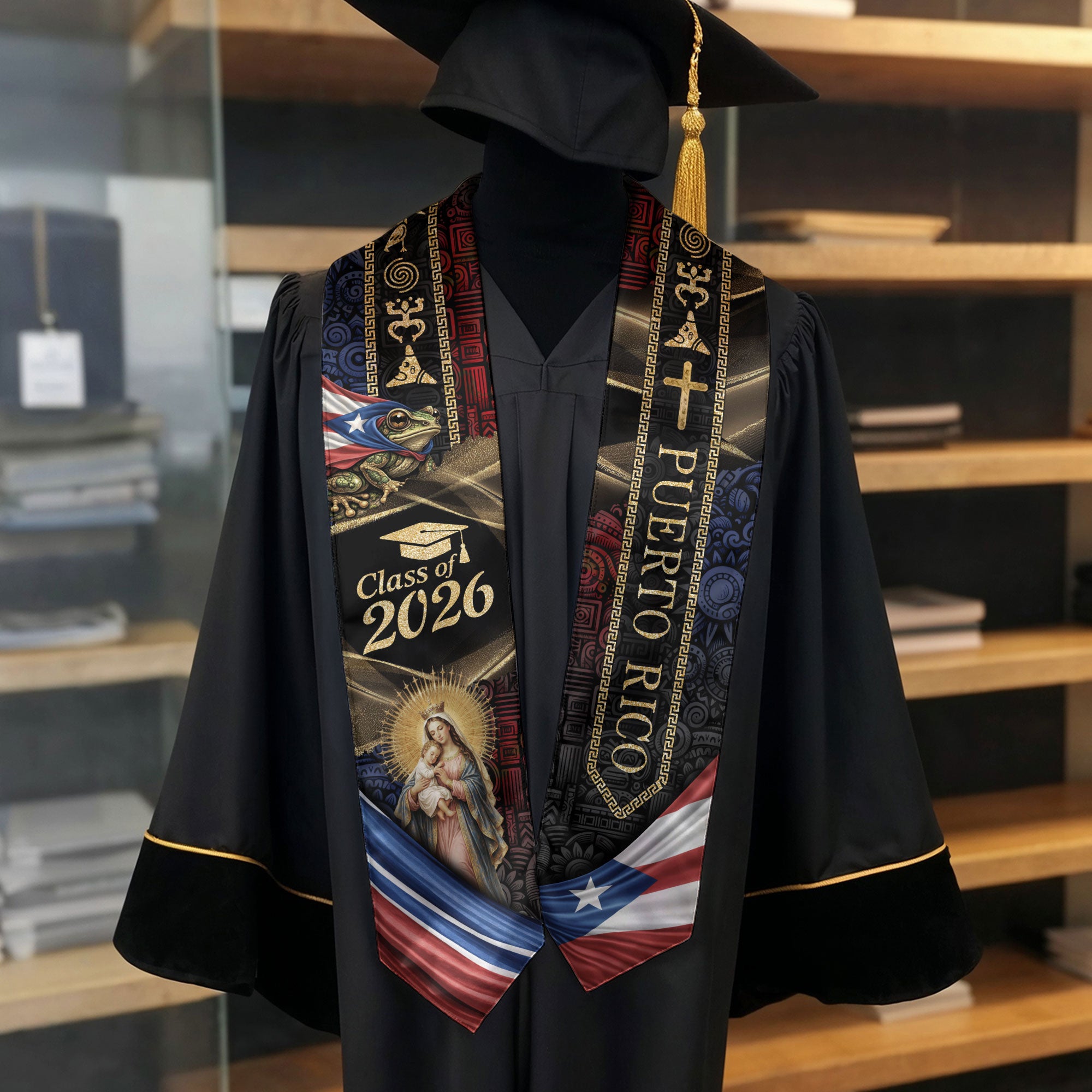 Puerto Rico Graduation Stole Class of 2026 Puerto Rican Graduation Sash Faith Heritage Style