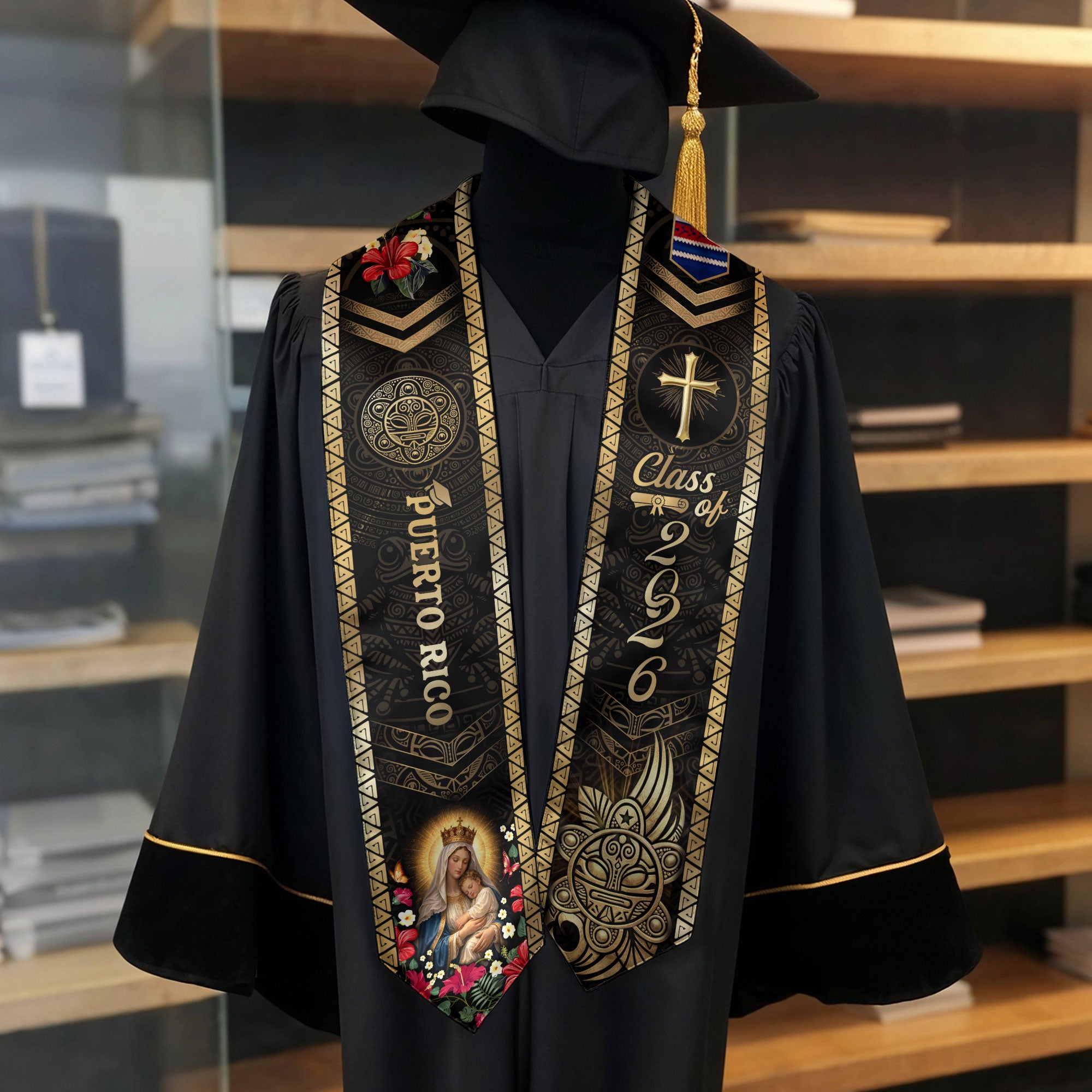 Puerto Rican Graduation Stole Class of 2026 Puerto Rico Graduation Sash Cultural Faith
