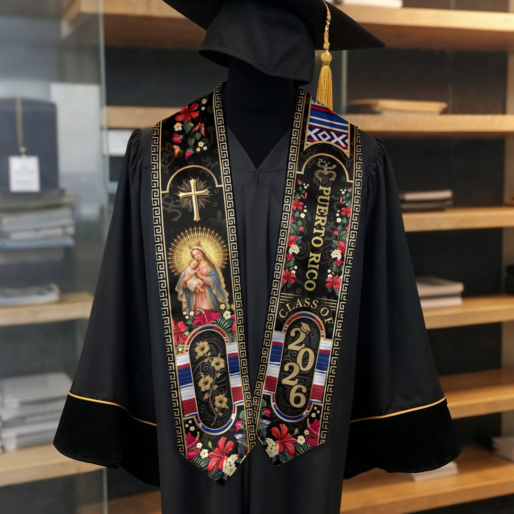 Puerto Rican Graduation Stole Class of 2026 Puerto Rico Graduation Sash Faith Heritage