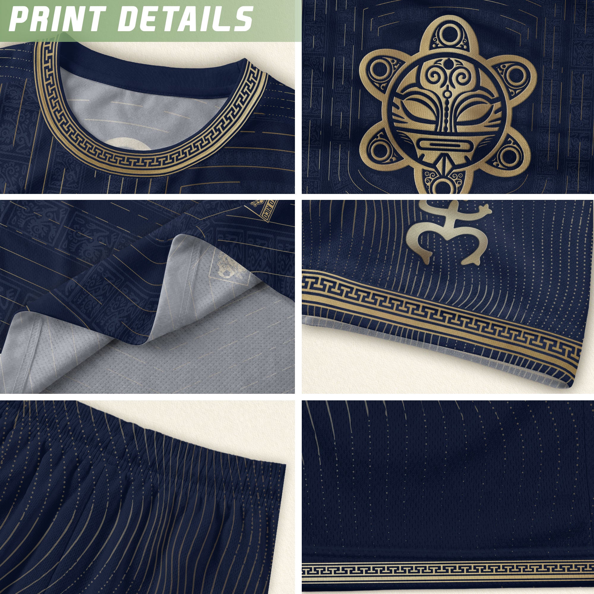 Puerto Rico Boricua Coqui Frog Taino Tribal National Soccer Jersey Navy Gold