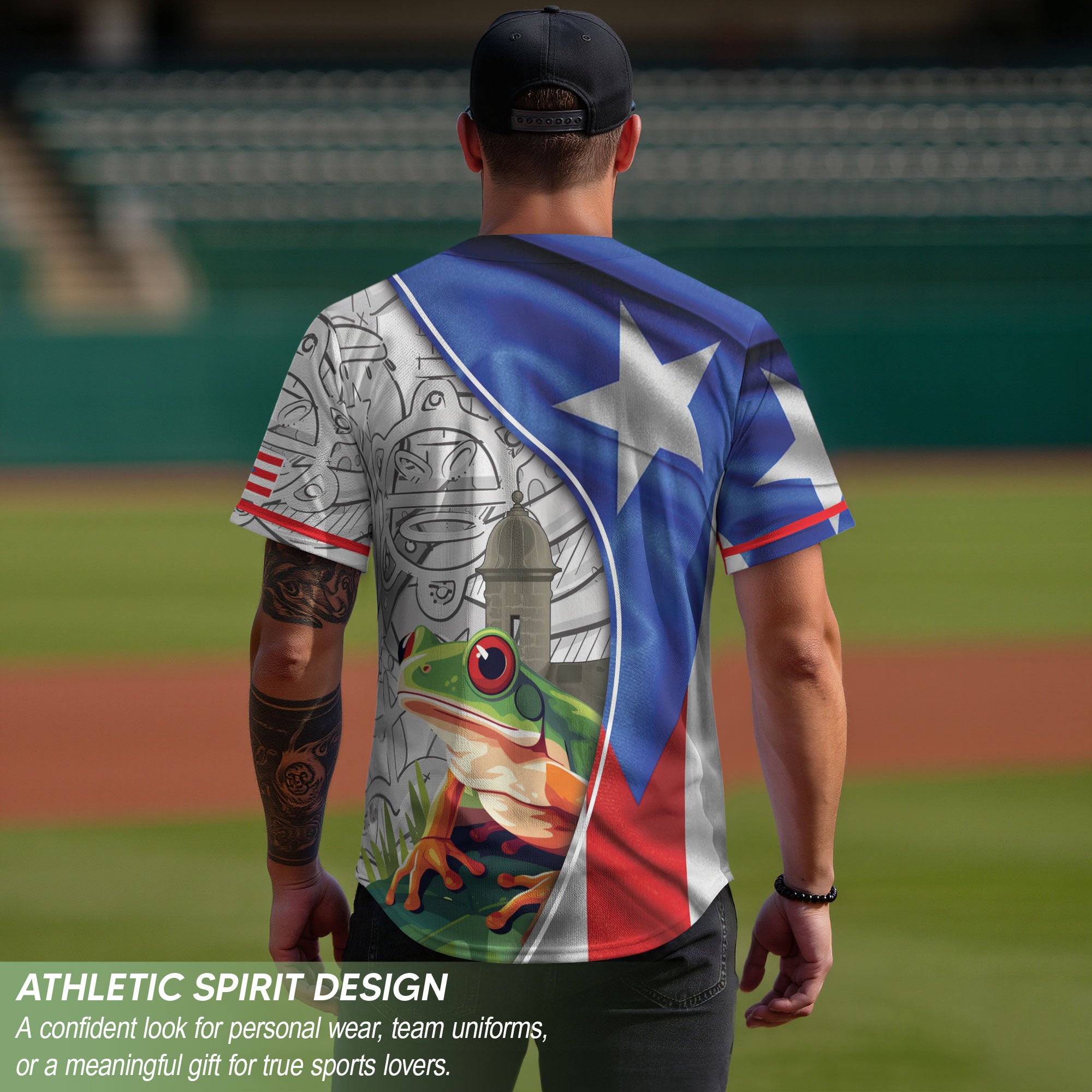 Puerto Rico Boricua Flag Coqui Frog Heritage Tropical Graphic Baseball Jersey