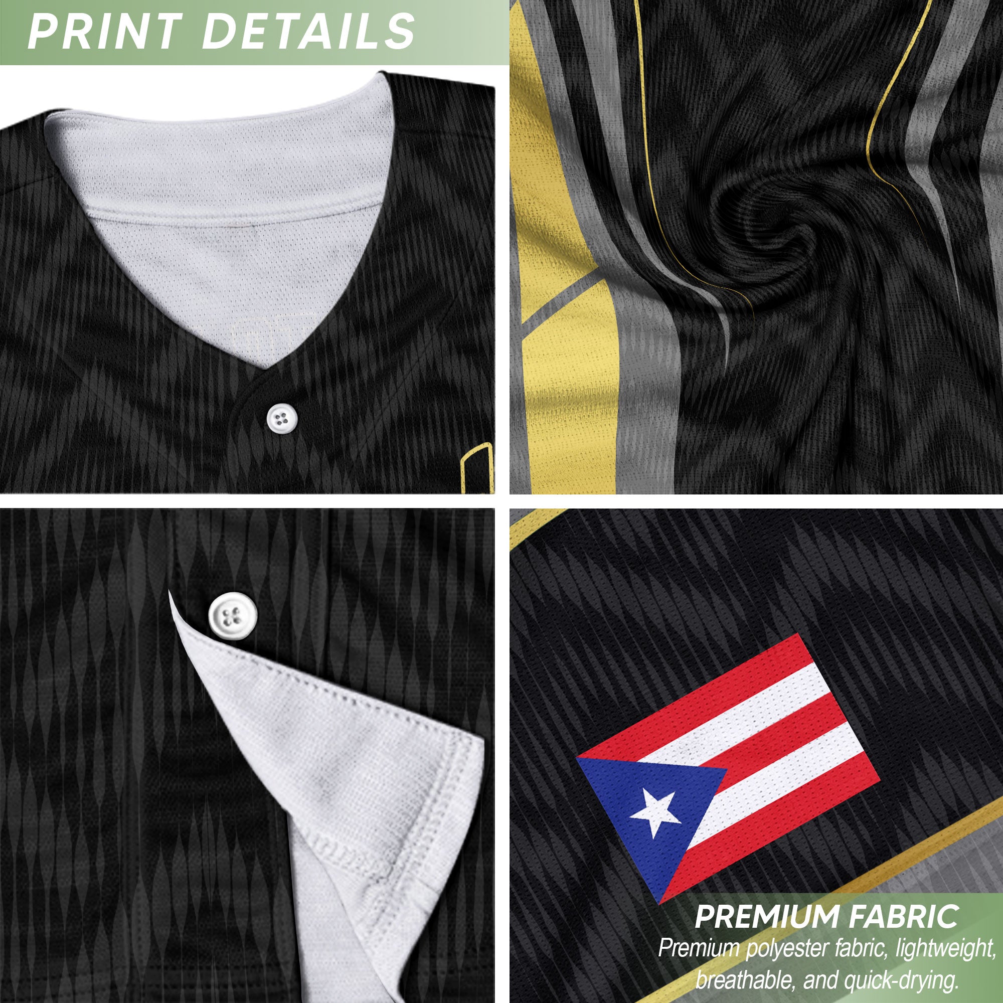 Puerto Rico Boricua Black Gold Coqui Frog Heritage Graphic Baseball Jersey