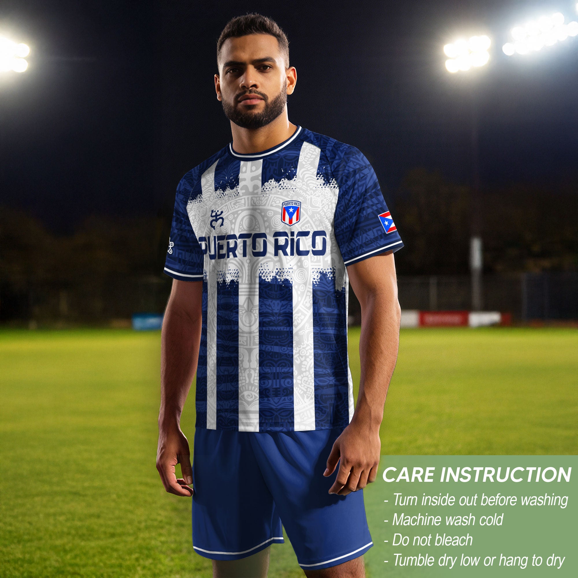 Puerto Rico Boricua Coqui Frog Taino Tribal National Soccer Jersey White Navy