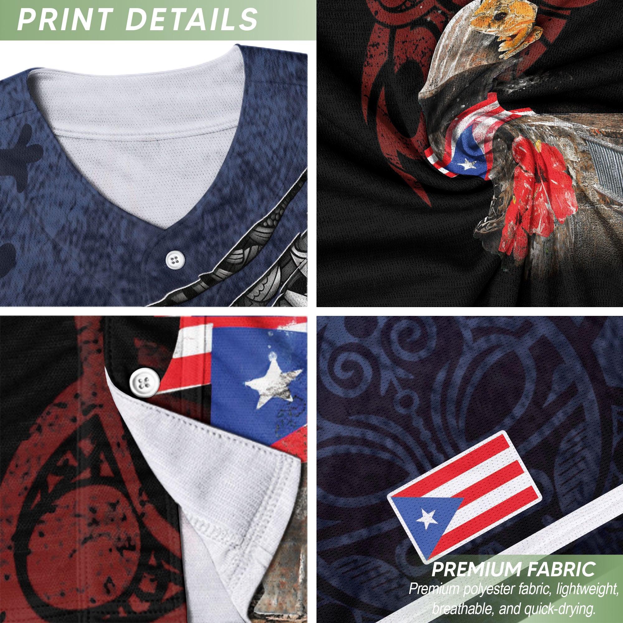 Puerto Rico Boricua Fortress Coqui Frog Hibiscus Floral Graphic Baseball Jersey