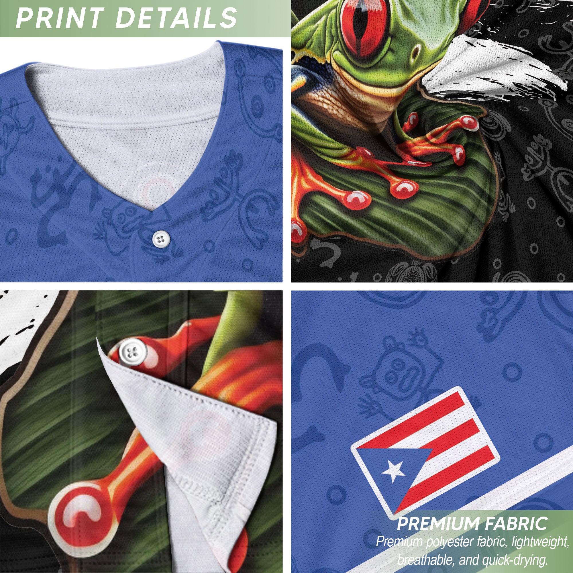 Puerto Rico Coqui Frog Tropical Boricua Tribal Graphic Puerto Rico Baseball Jersey