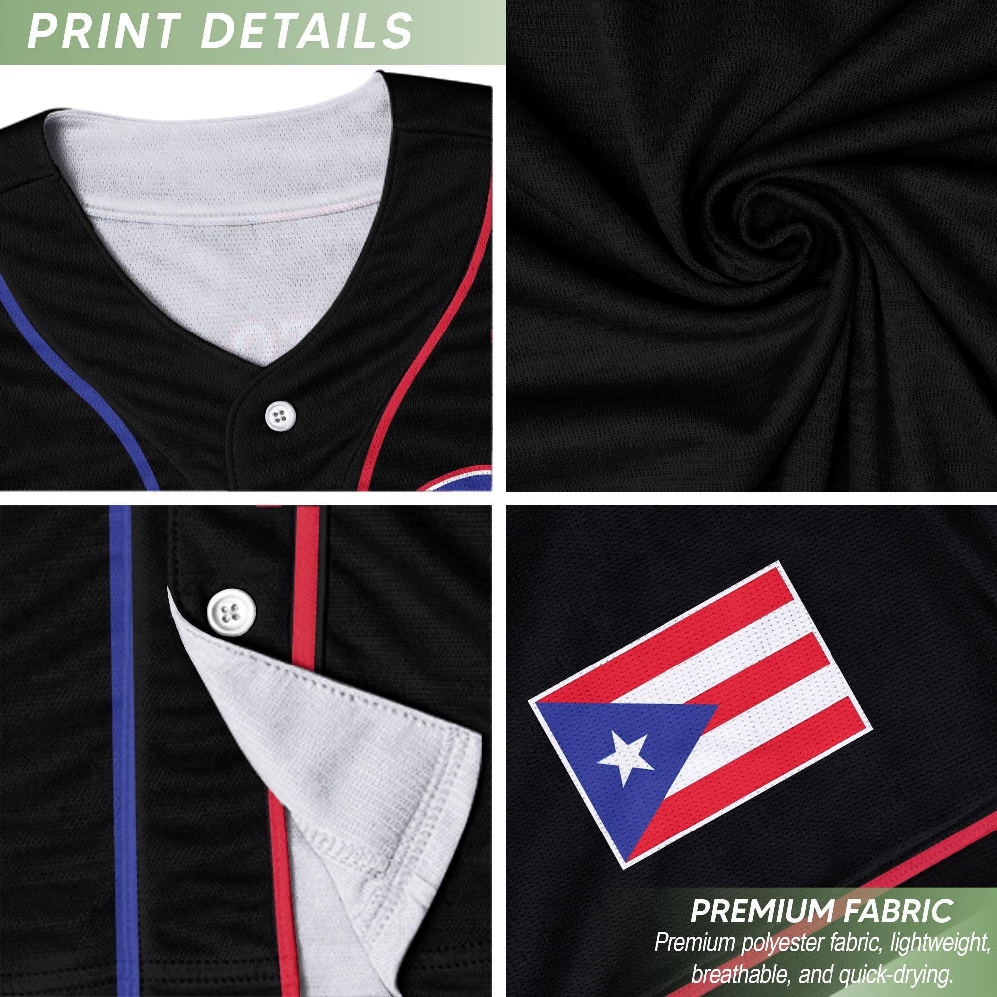 Puerto Rico Boricua Black Blue Red Splatter Coqui Frog Heritage Baseball Jersey