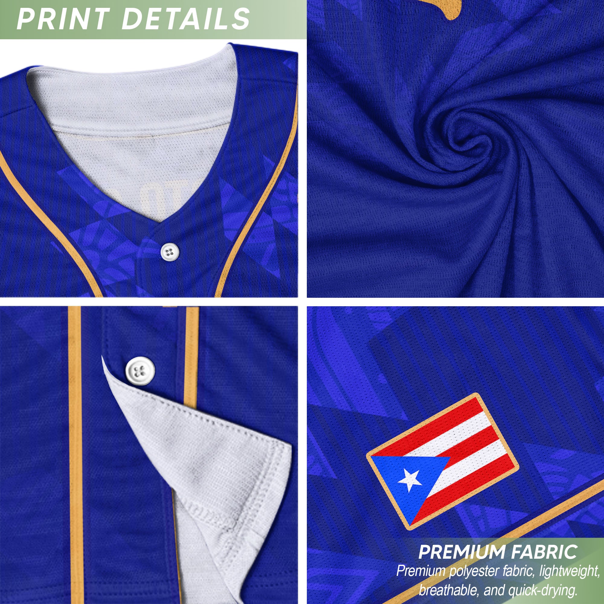 Puerto Rico Boricua Navy Blue Gold Tribal Sun Heritage Graphic Baseball Jersey