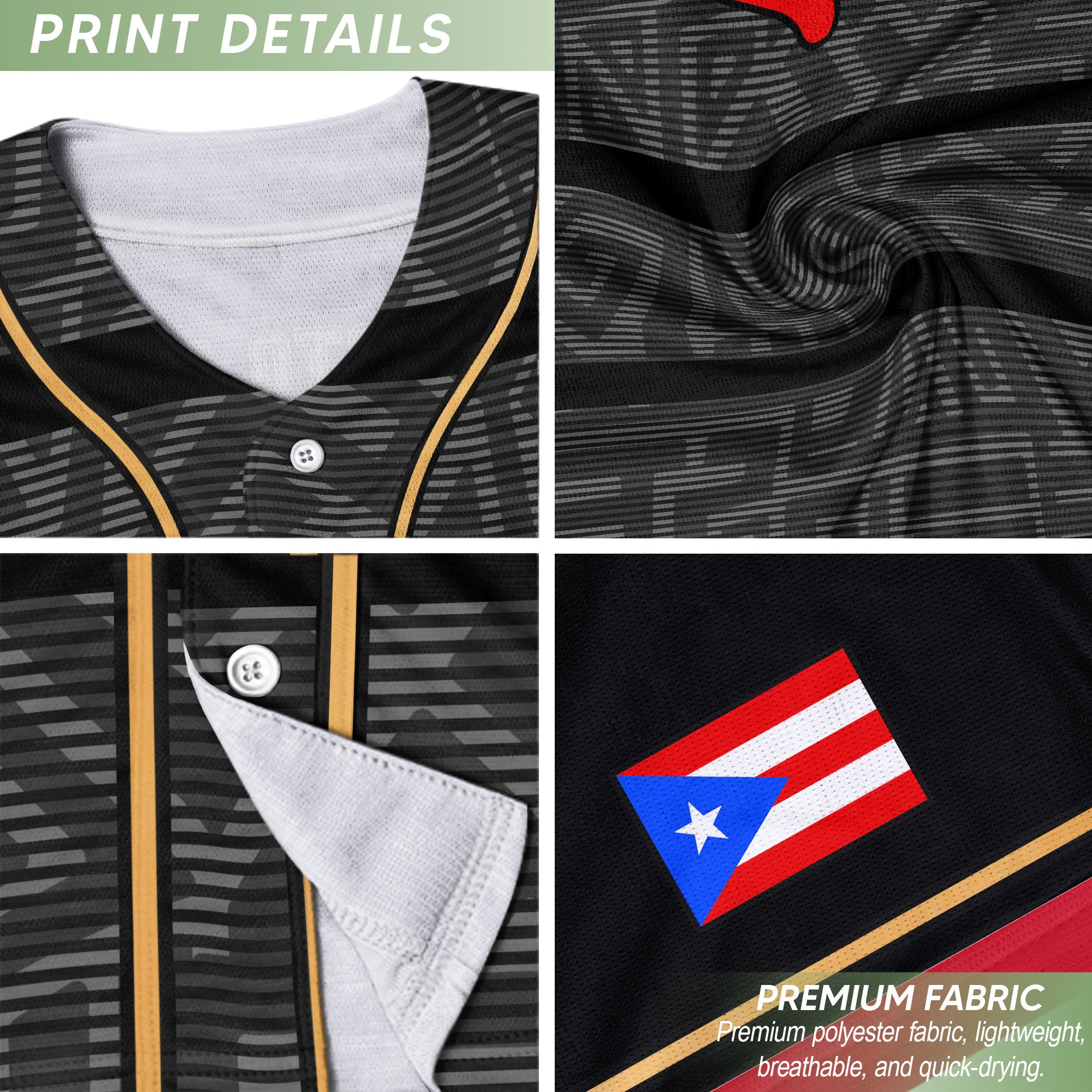 Puerto Rico Boricua Black Gray Taino Pattern Coqui Frog Heritage Baseball Jersey