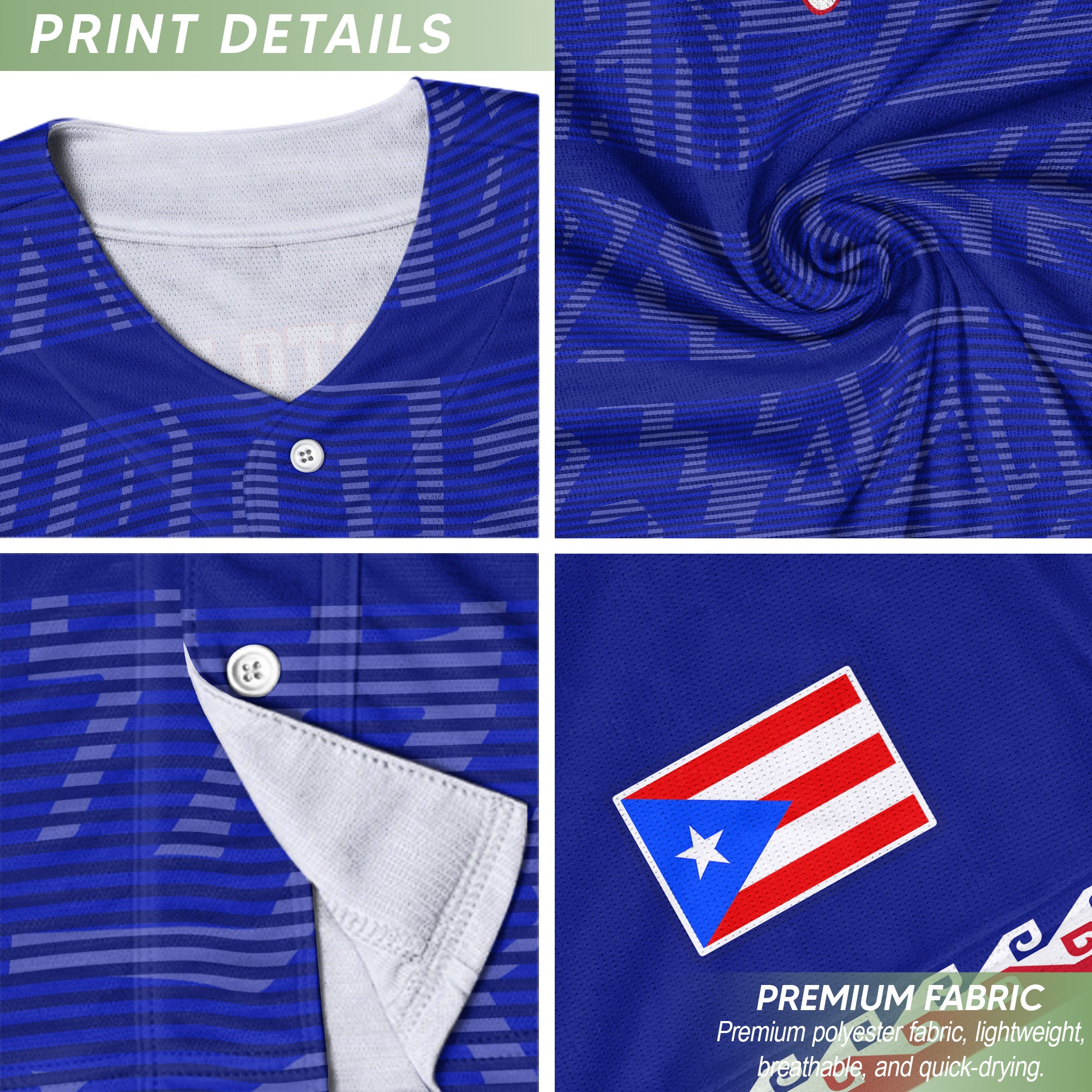Puerto Rico Boricua Navy Royal Blue Taino Pattern Coqui Frog Baseball Jersey