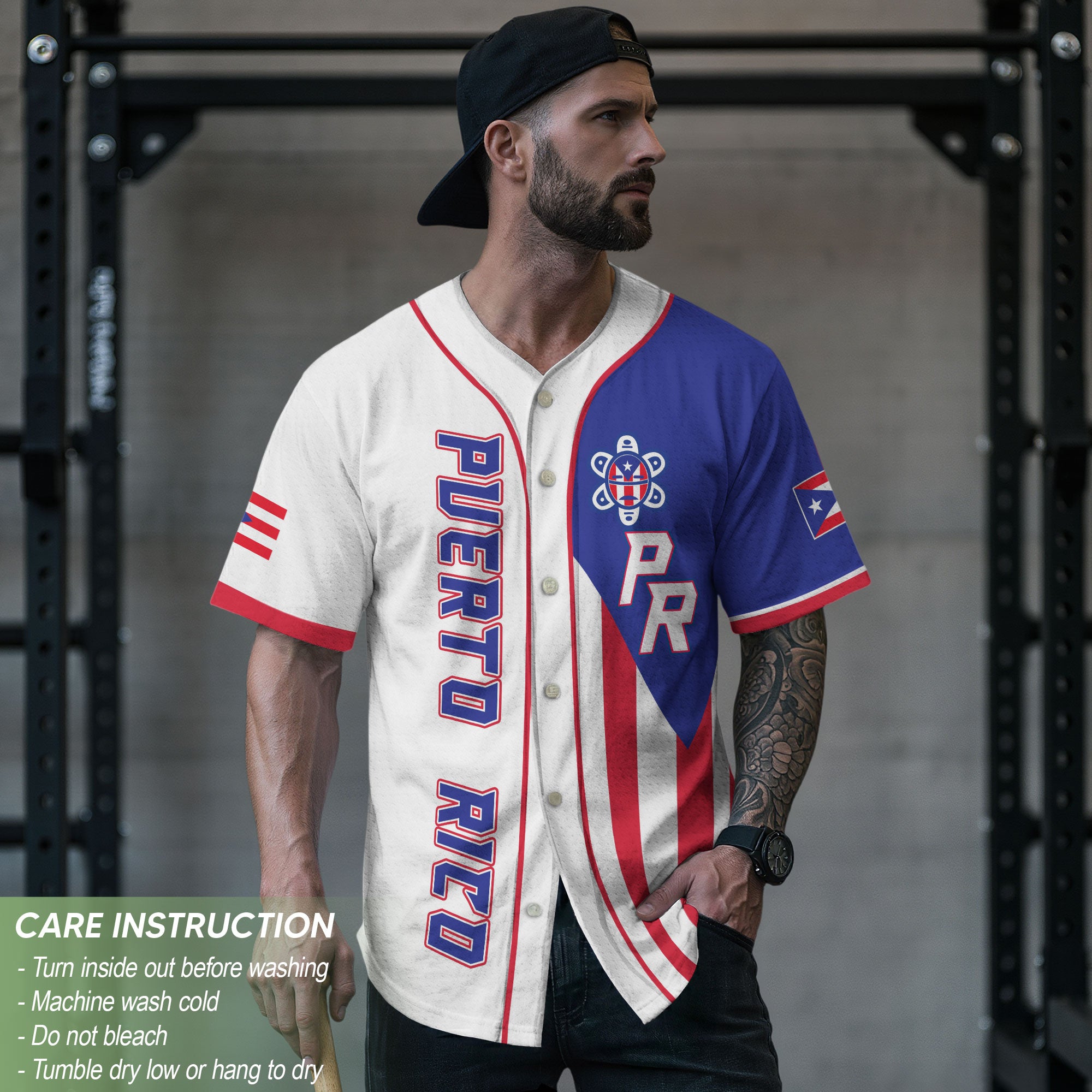 Puerto Rico Boricua Flag White Red Blue Coqui Frog Heritage Baseball Jersey