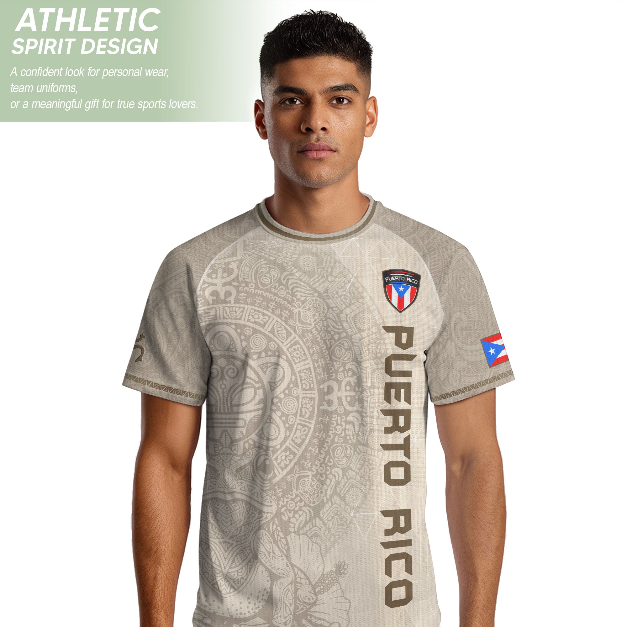 Puerto Rico Heritage Beige Vintage Boricua Athletic Taino Symbols Soccer Jersey