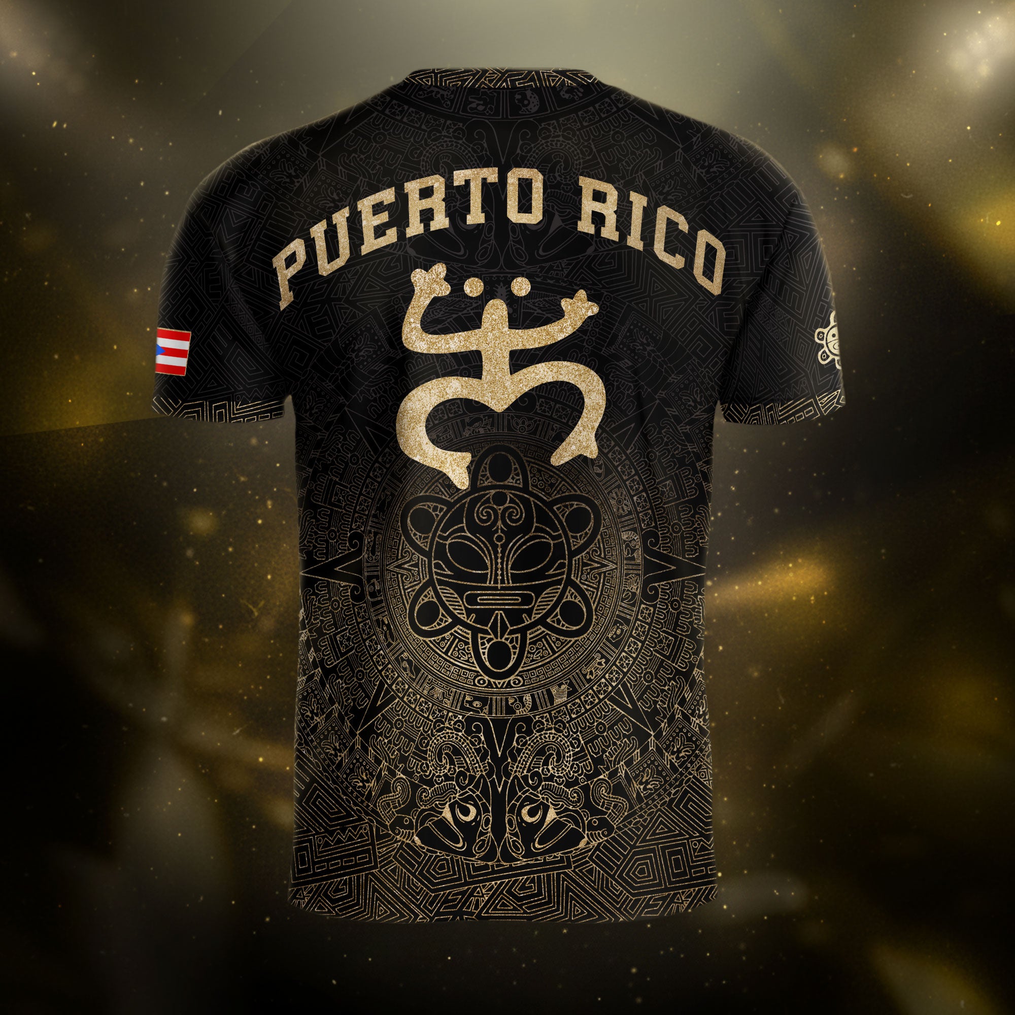 Puerto Rico Black Gold Coqui Frog Garita Taino Sun National Heritage Soccer Jersey