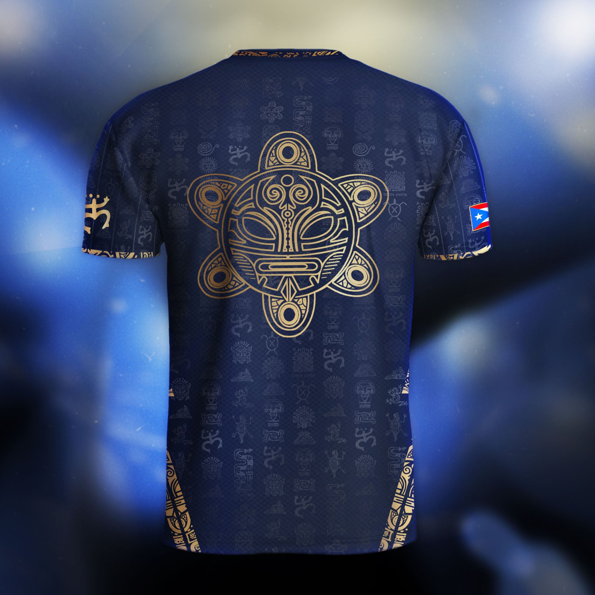 Camiseta de fútbol con el Sol Taino Dorado de la Marina de Puerto Rico, Patrimonio Nacional, Símbolos Boricuas