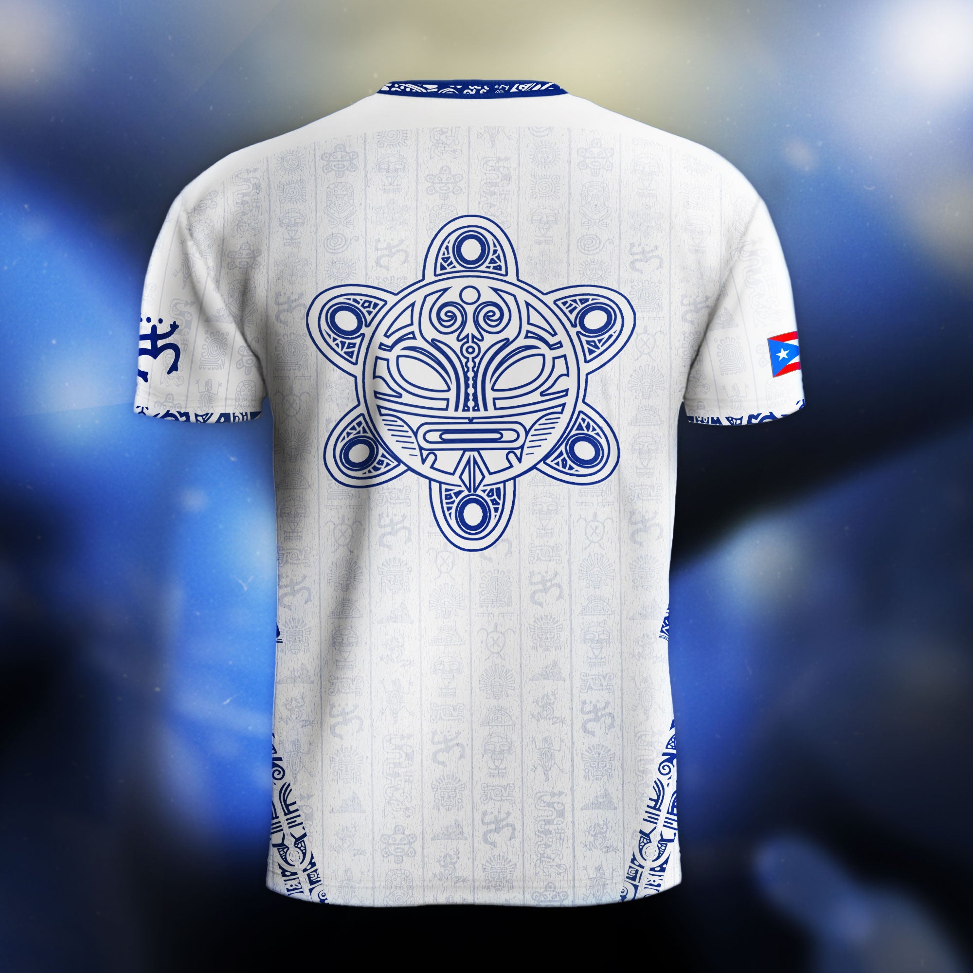 Puerto Rico White Blue Taino Sun National Heritage Boricua Symbols Art Soccer Jersey