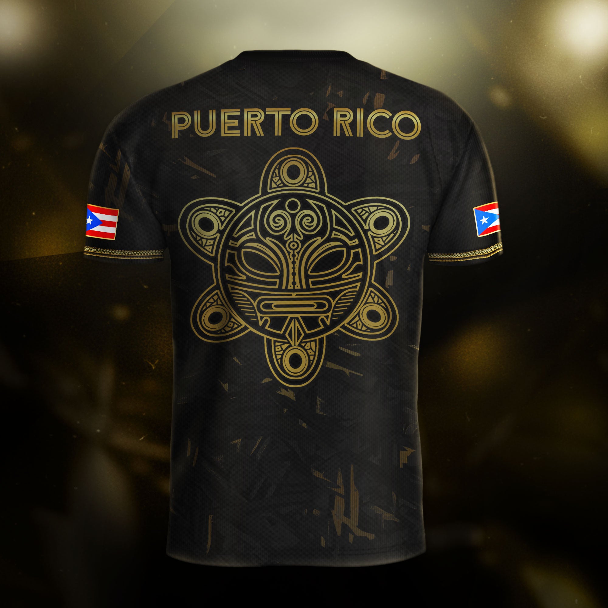Camiseta de fútbol con máscara taína boricua azul marino de Puerto Rico, bandera tribal, orgullo nacional