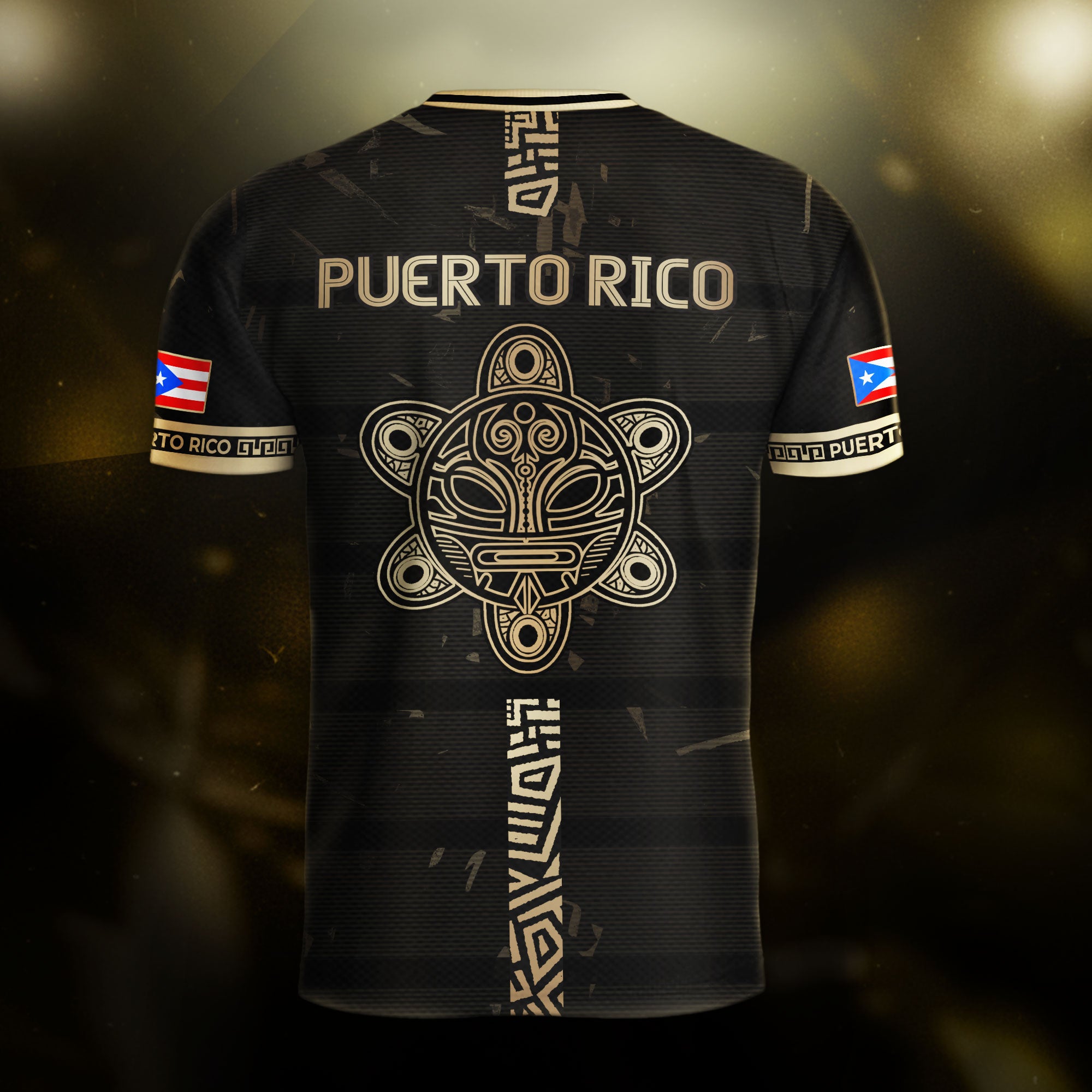 Camiseta de fútbol con máscara taína boricua azul marino de Puerto Rico, bandera tribal, orgullo nacional