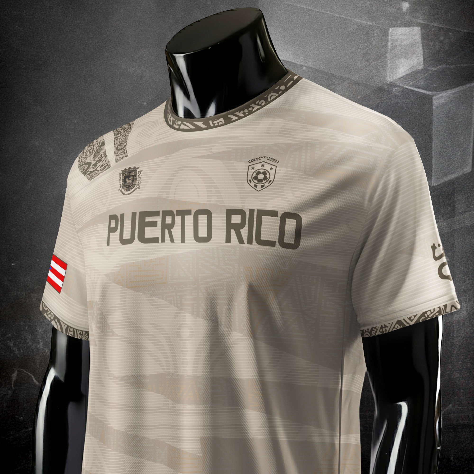 Puerto Rico Beige Gold Taino Tribal Pattern National Heritage Boricua Soccer Jersey