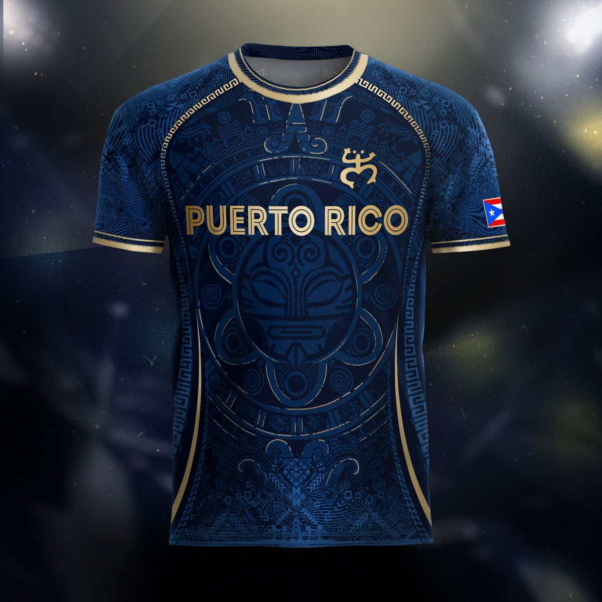 Puerto Rico Blue Gold Taino Sun National Heritage Boricua Pride Soccer Jersey