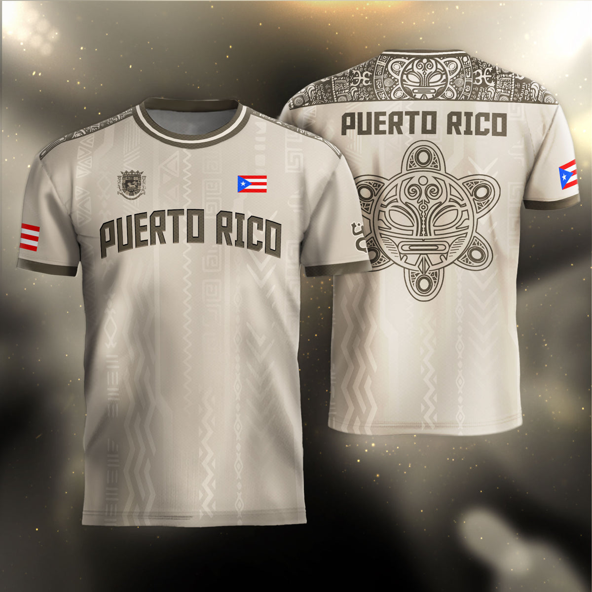 Puerto Rico Beige Sand Boricua Taino Sun Coqui Tribal Ancestral Tradition Sport Soccer Jersey