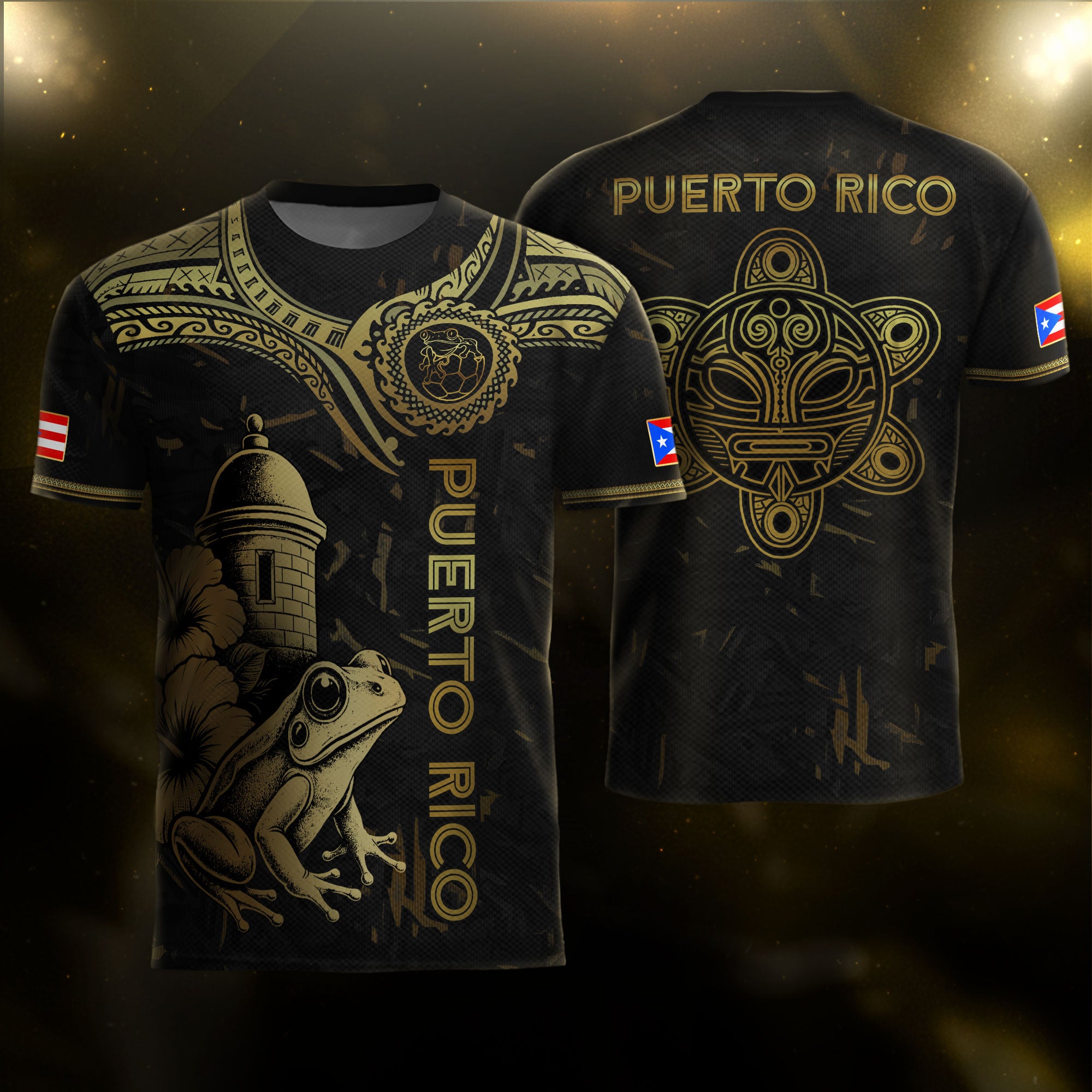 Camiseta de fútbol con máscara taína boricua azul marino de Puerto Rico, bandera tribal, orgullo nacional