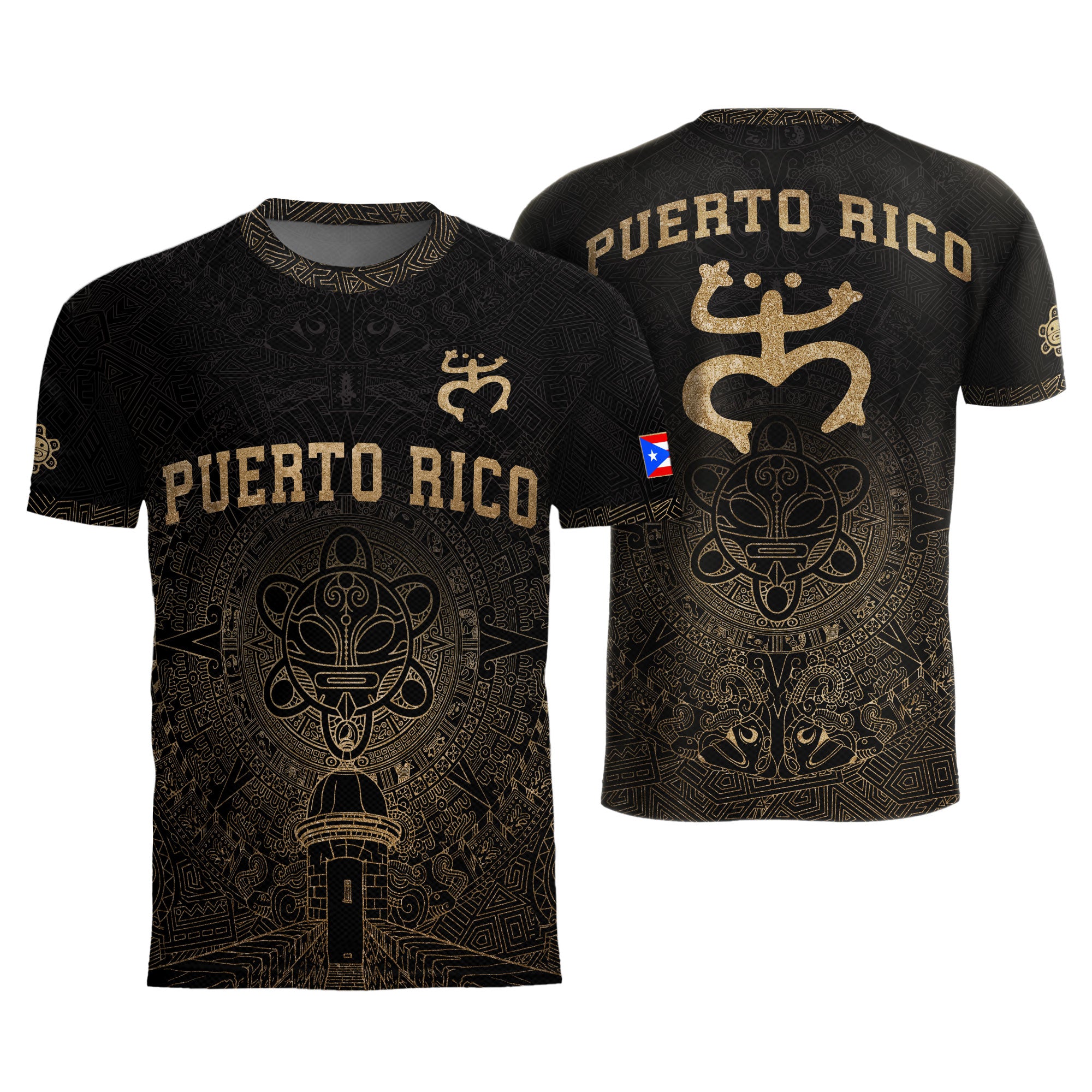 Puerto Rico Black Gold Coqui Frog Garita Taino Sun National Heritage Soccer Jersey