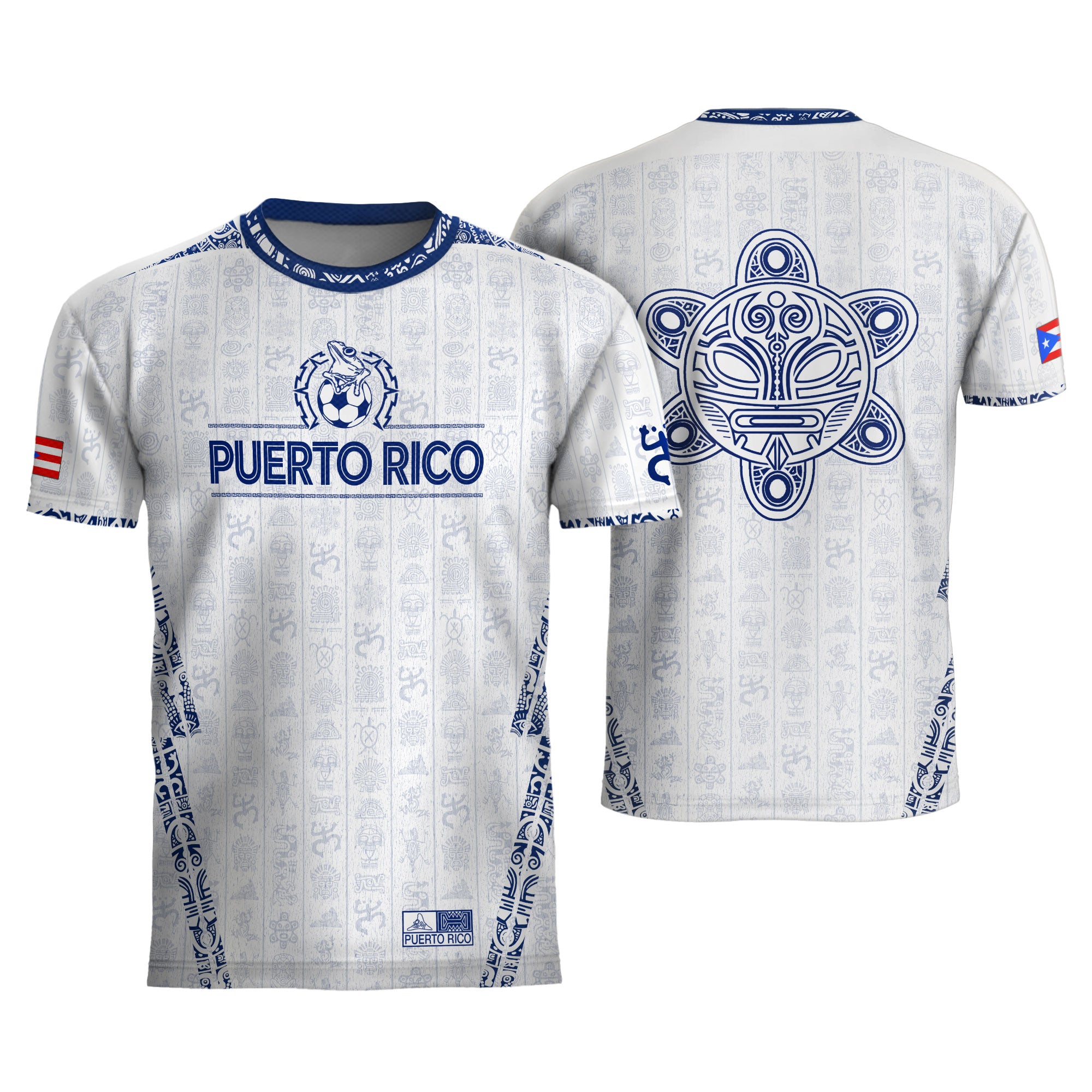 Puerto Rico White Blue Taino Sun National Heritage Boricua Symbols Art Soccer Jersey