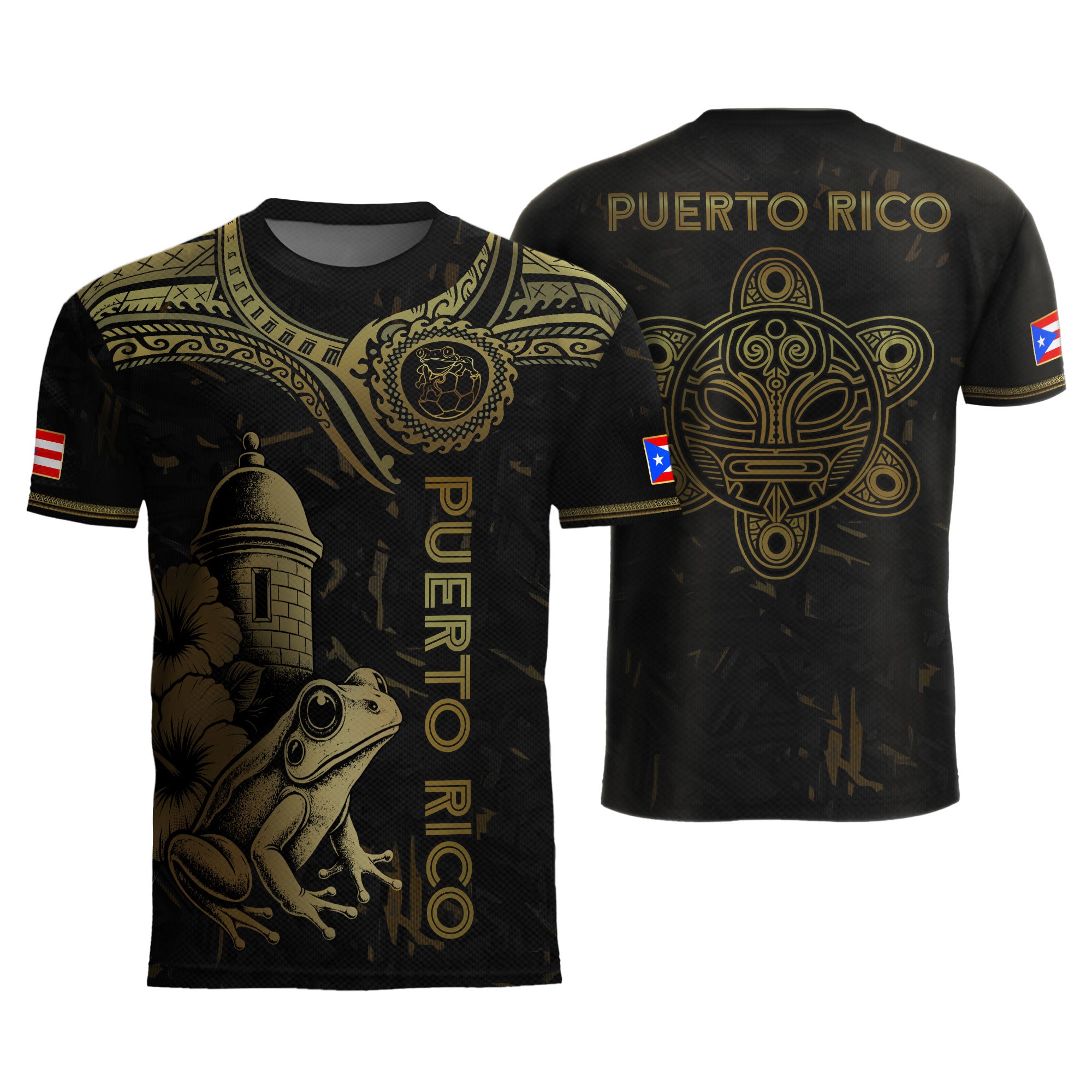 Camiseta de fútbol con máscara taína boricua azul marino de Puerto Rico, bandera tribal, orgullo nacional
