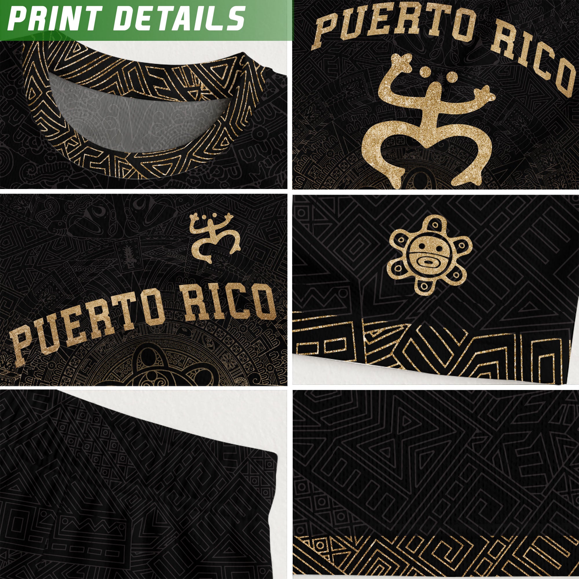 Puerto Rico Black Gold Coqui Frog Garita Taino Sun National Heritage Soccer Jersey