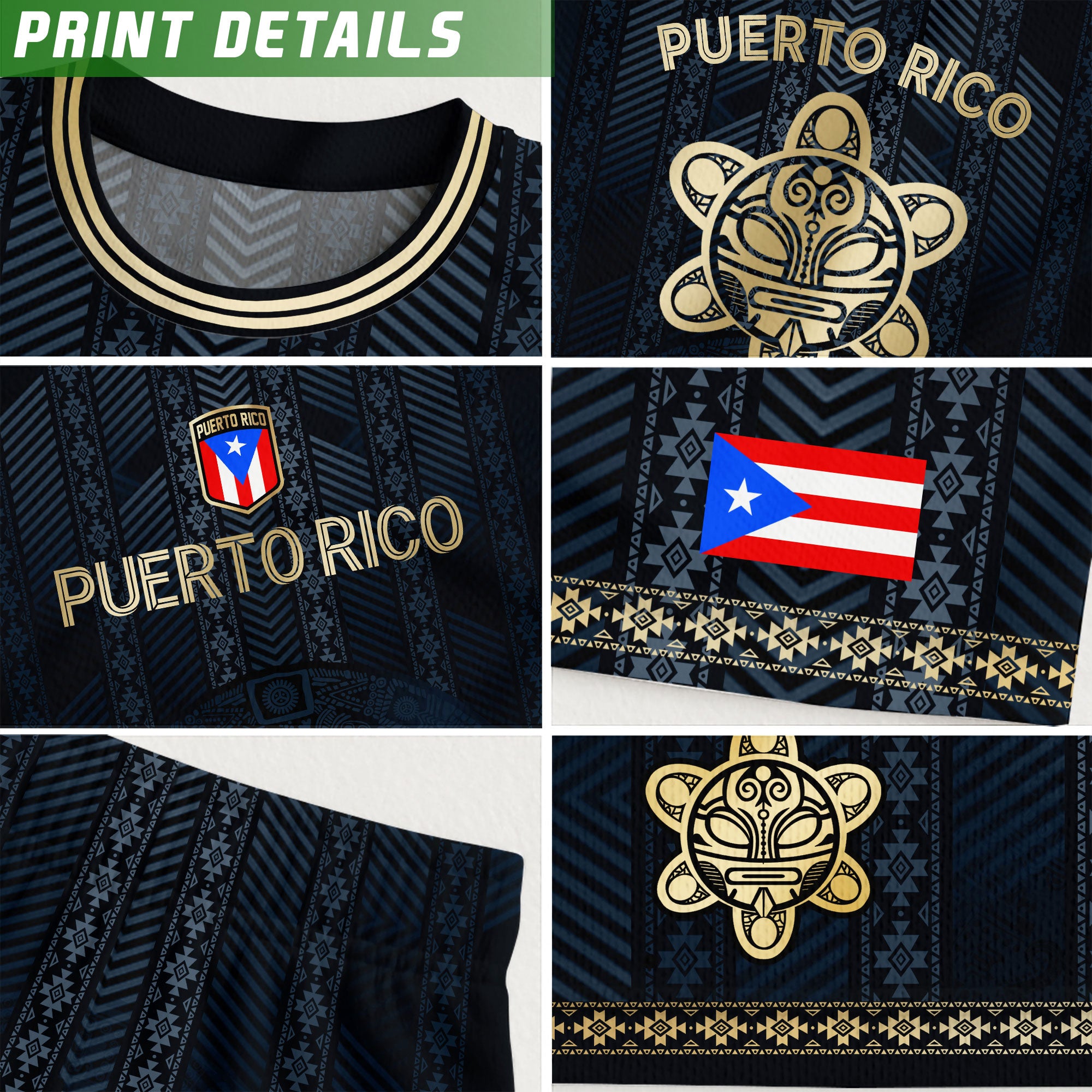 Camiseta de fútbol boricua de la herencia nacional tribal del sol taíno dorado de la marina de Puerto Rico