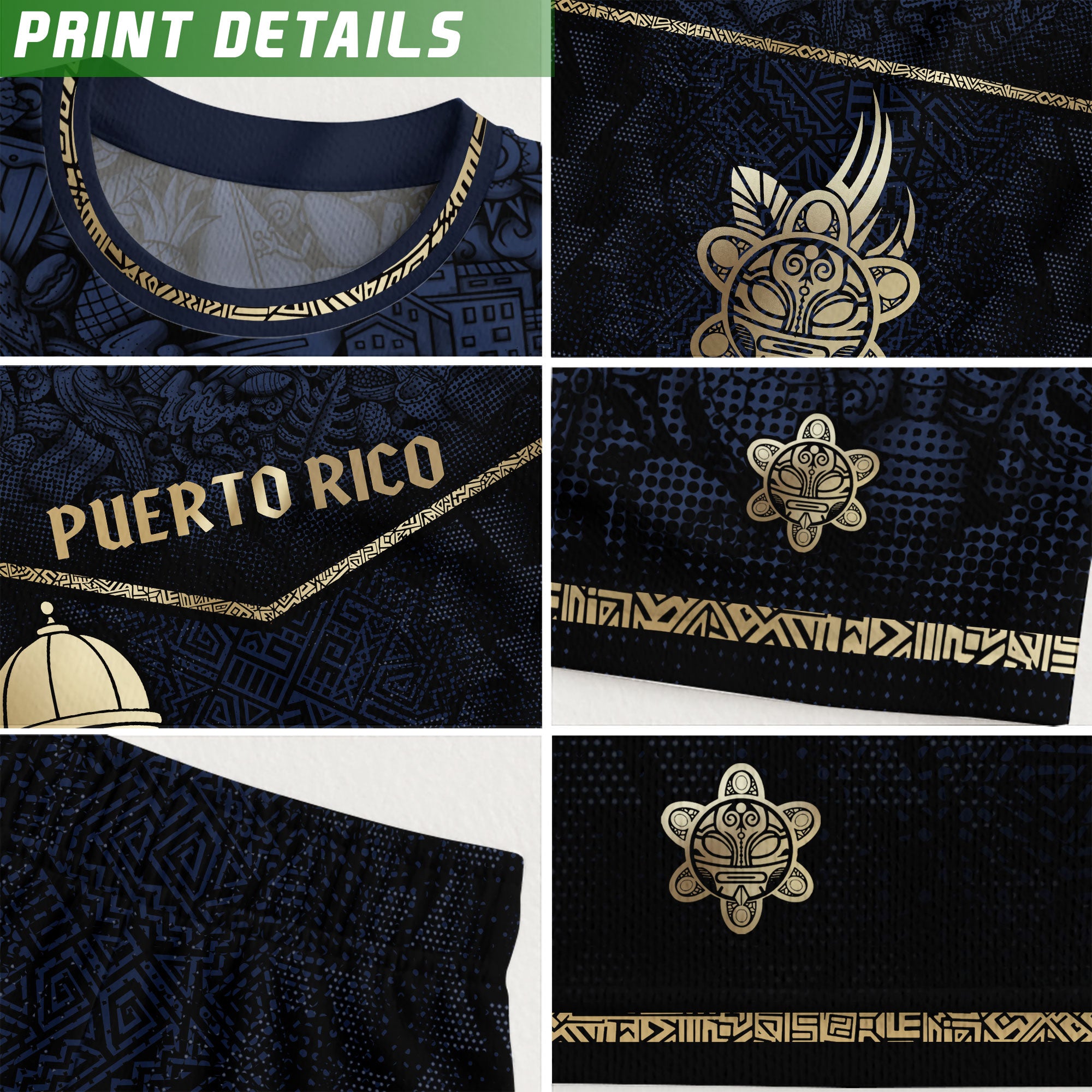 Puerto Rico Navy Gold Coqui Frog Garita Taino Sun National Heritage Camiseta de fútbol