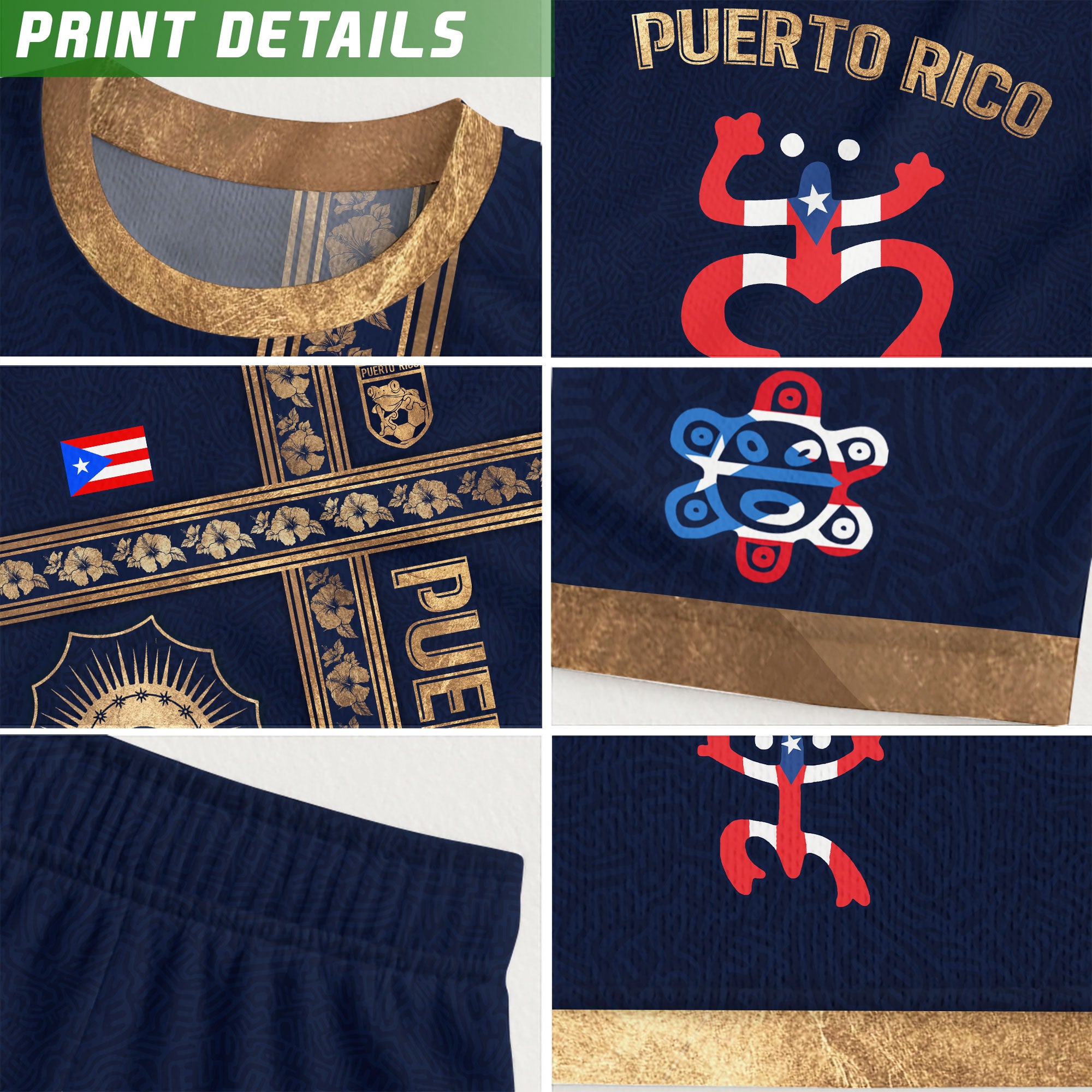 Camiseta de fútbol con máscara taína boricua azul marino de Puerto Rico, bandera tribal, orgullo nacional