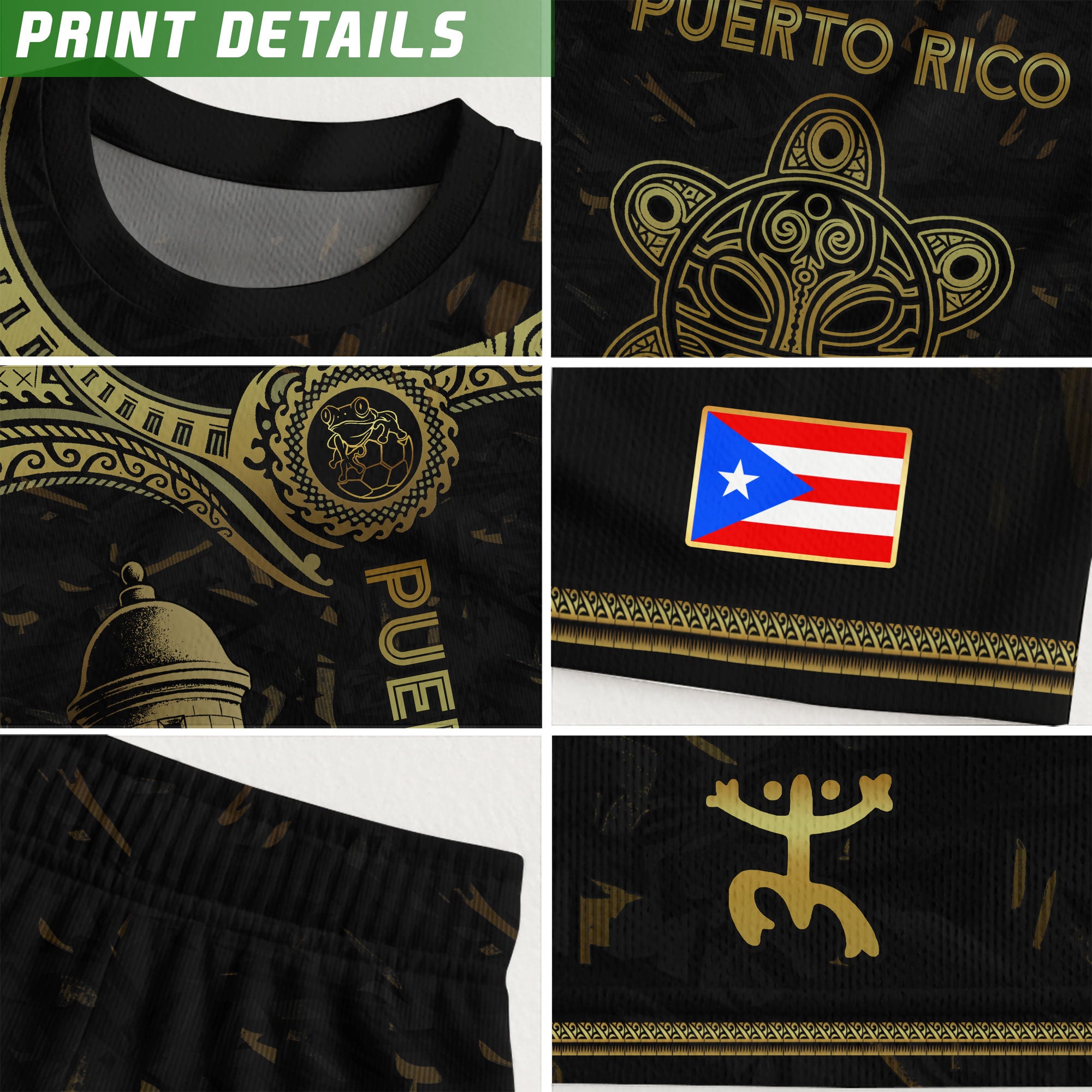 Camiseta de fútbol con máscara taína boricua azul marino de Puerto Rico, bandera tribal, orgullo nacional