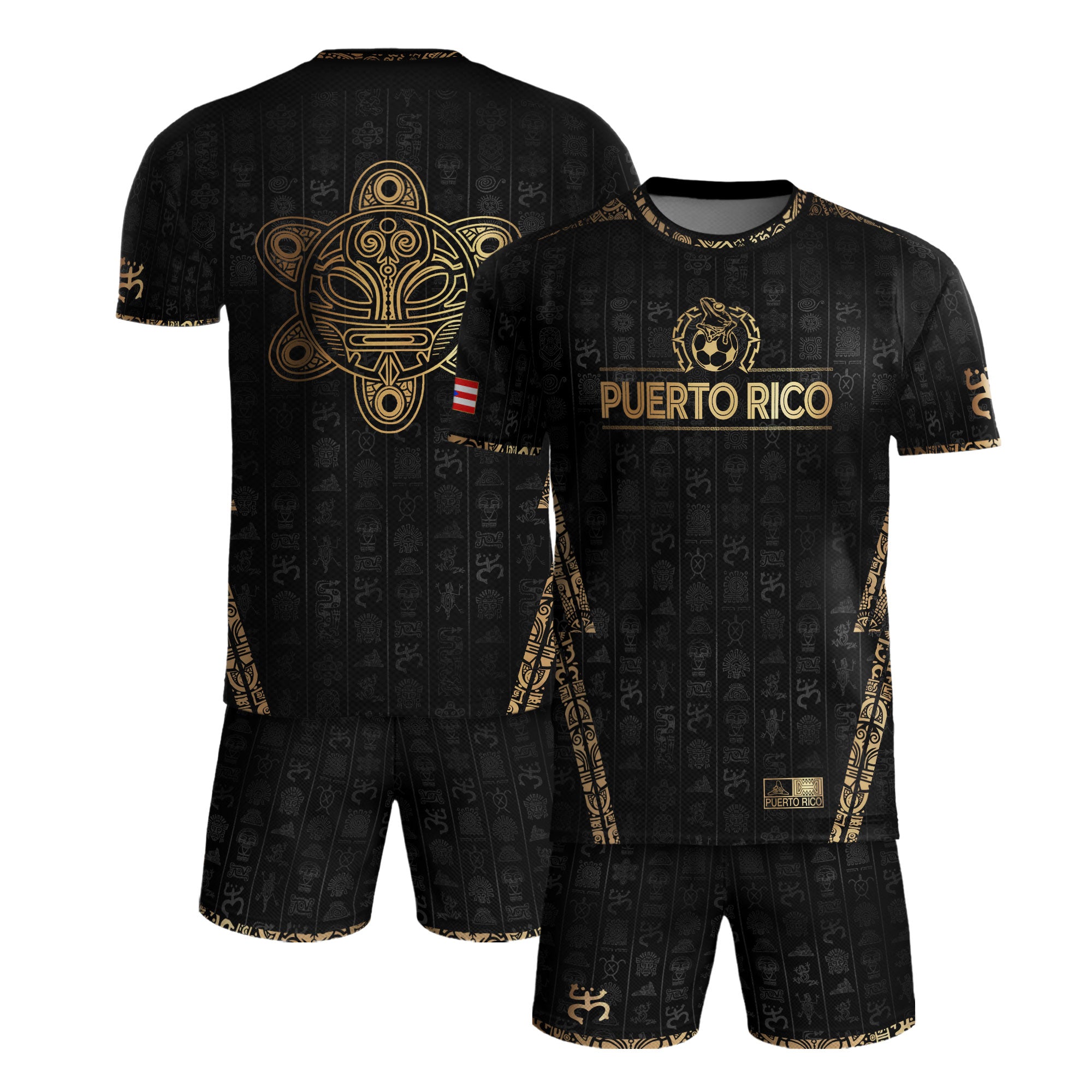 Puerto Rico Black Gold Taino Sun National Heritage Boricua Pride Soccer Jersey