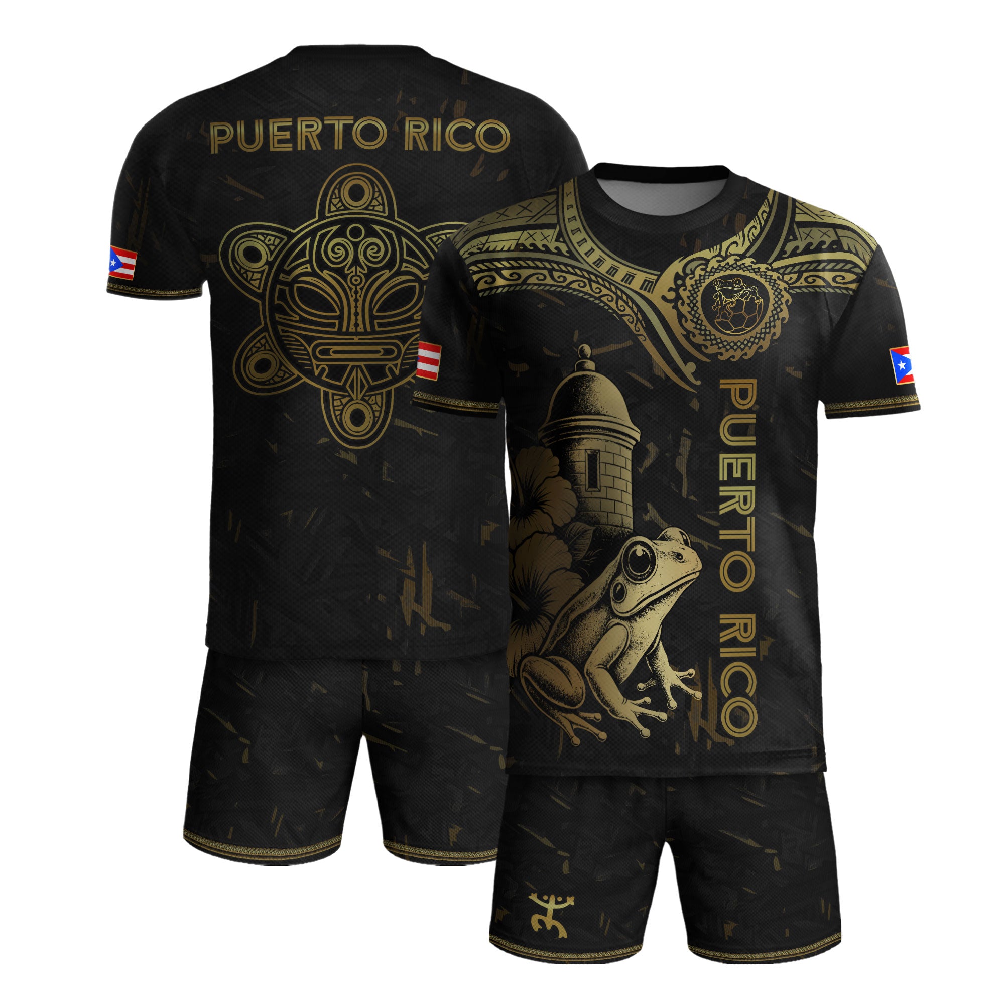 Camiseta de fútbol con máscara taína boricua azul marino de Puerto Rico, bandera tribal, orgullo nacional