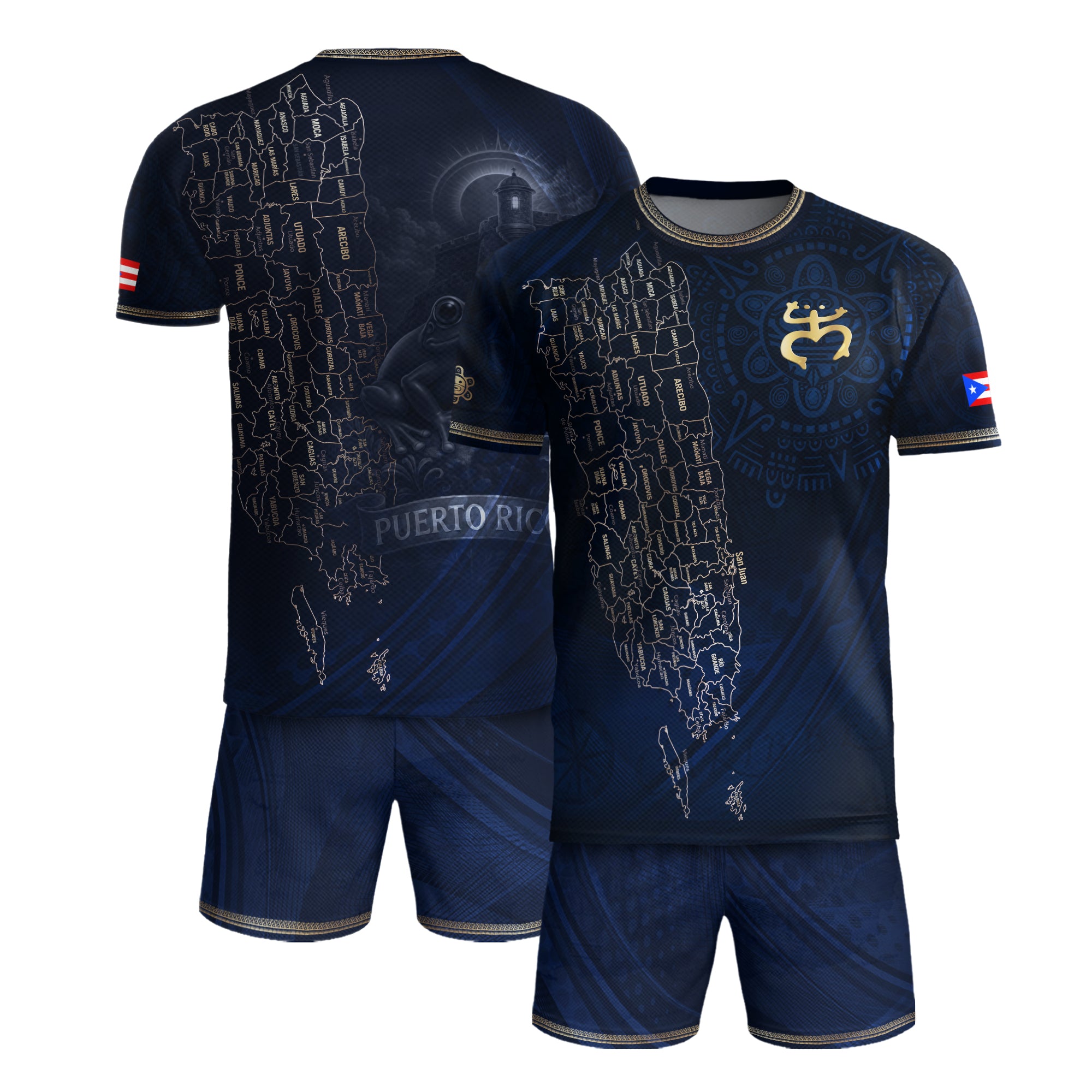 TEST BUNDLE - Puerto Rico Map Boricua Coqui Frog El Morro Gold Navy Heritage Soccer Jersey (Copy)