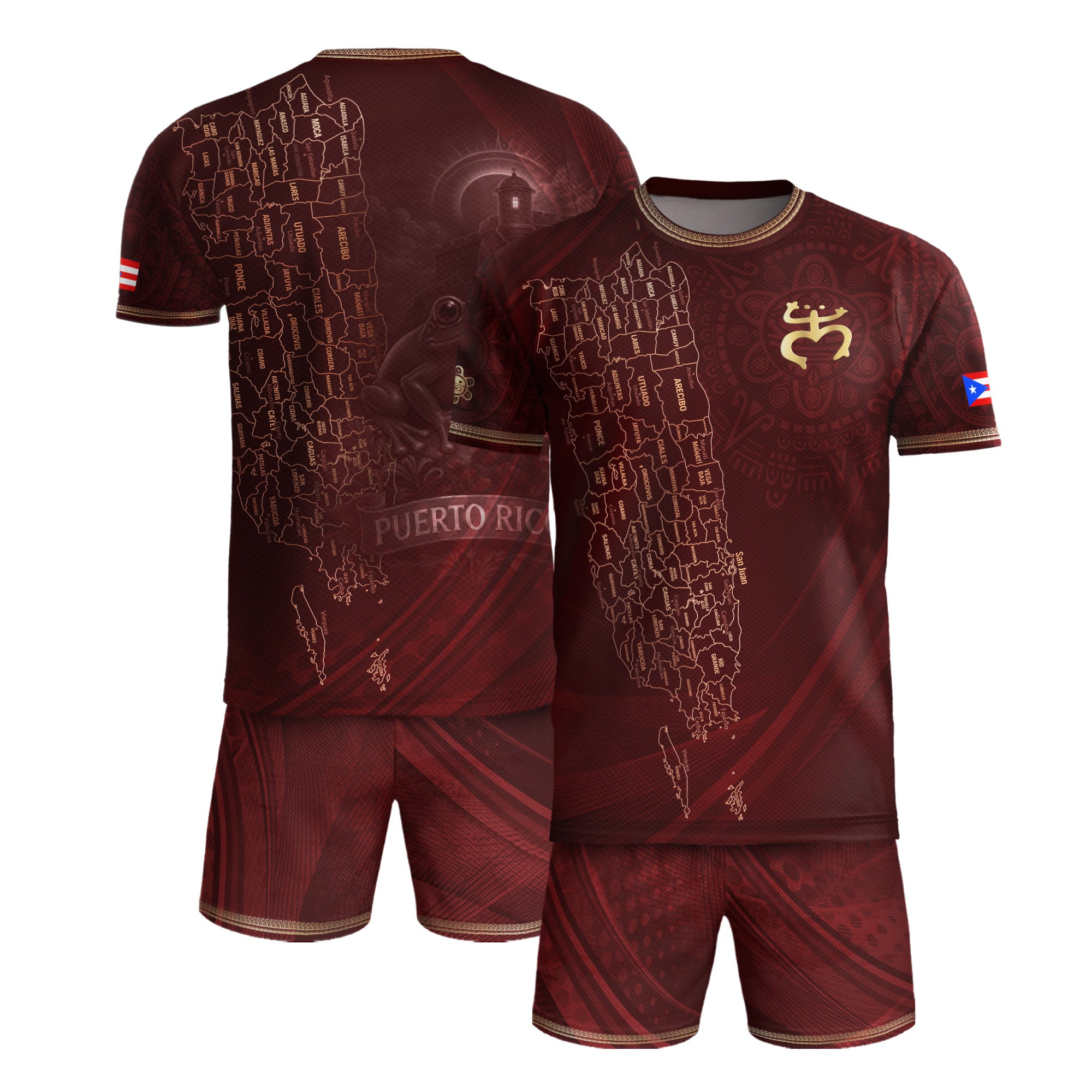Camiseta de fútbol con máscara taína boricua azul marino de Puerto Rico, bandera tribal, orgullo nacional