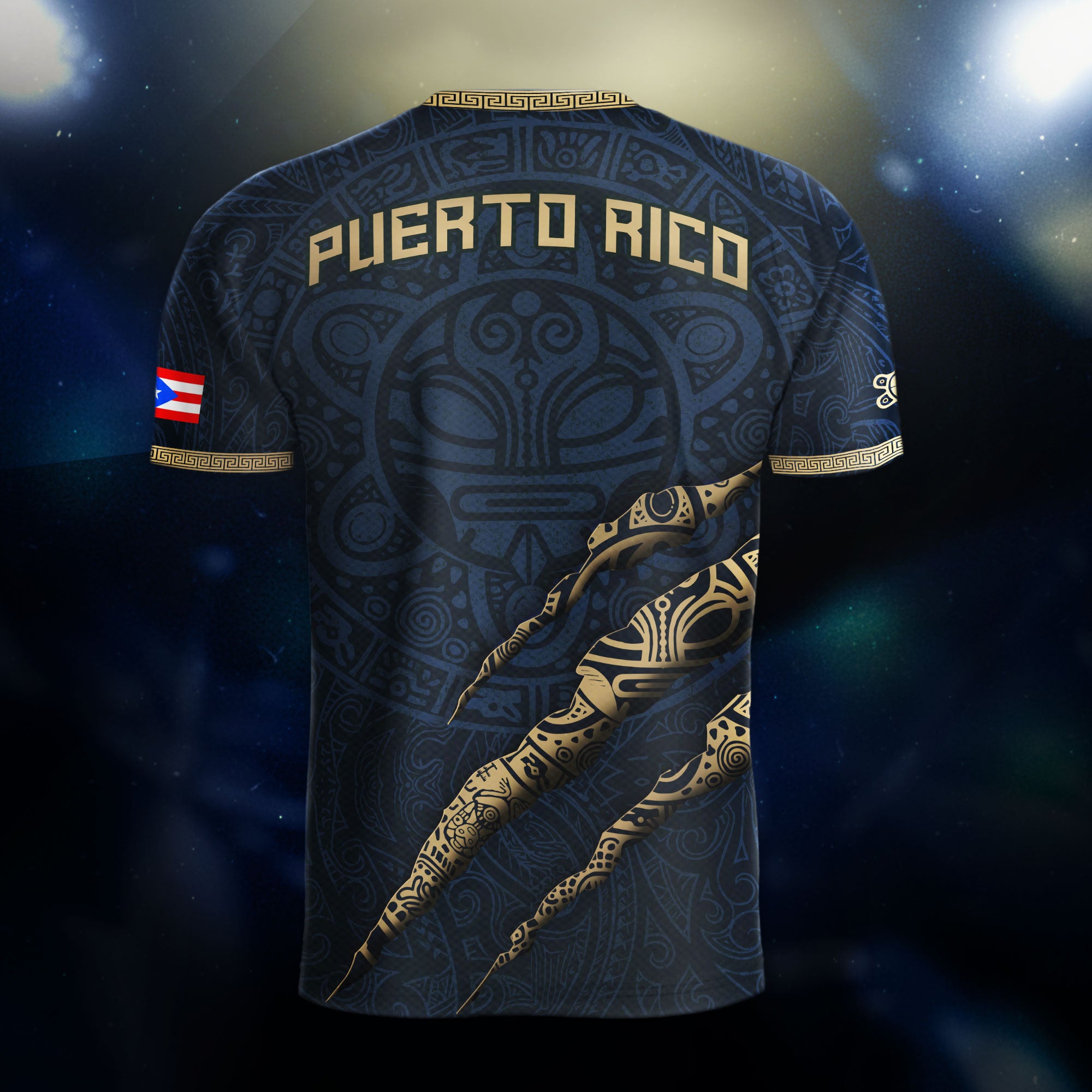 Puerto Rico Navy Gold Limited Edition Tribal Coqui Pattern Soccer Jersey