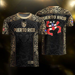 Puerto Rico Soccer Jersey for Men and Women, Boricua Coqui Frog Taino Tribal Black Gold National, Puerto Rico Jersey, Puerto Rico Shirt, Northryn Co.