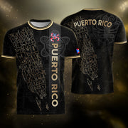 Puerto Rico Soccer Jersey in Black Gold for Men and Women, Taino Tribal Map Symbols National, Puerto Rico Shirt and Puerto Rico Jersey, Northryn Co.