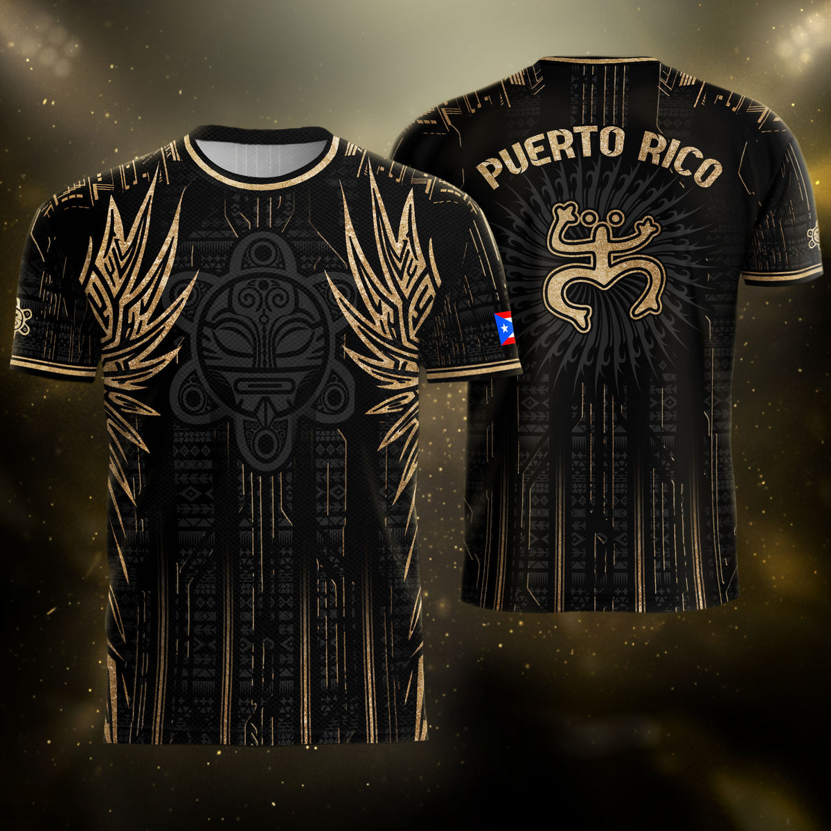 Puerto Rico Black Gold Tribal Warrior National Heritage Soccer Jersey