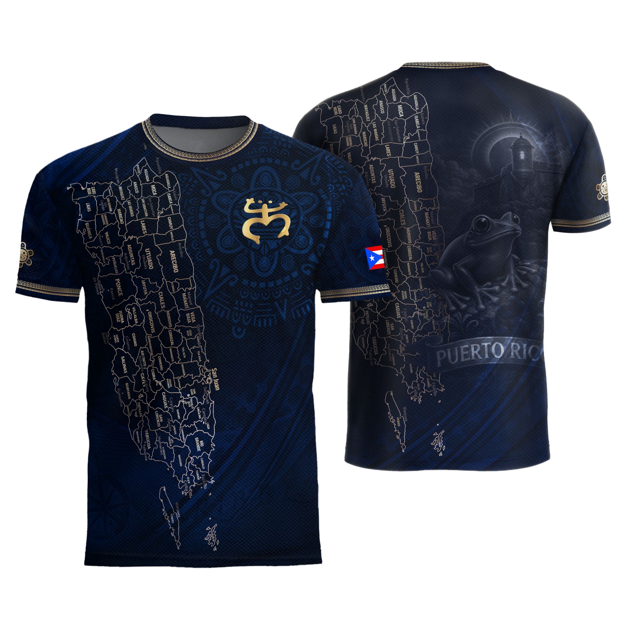 TEST BUNDLE - Puerto Rico Map Boricua Coqui Frog El Morro Gold Navy Heritage Soccer Jersey (Copy)