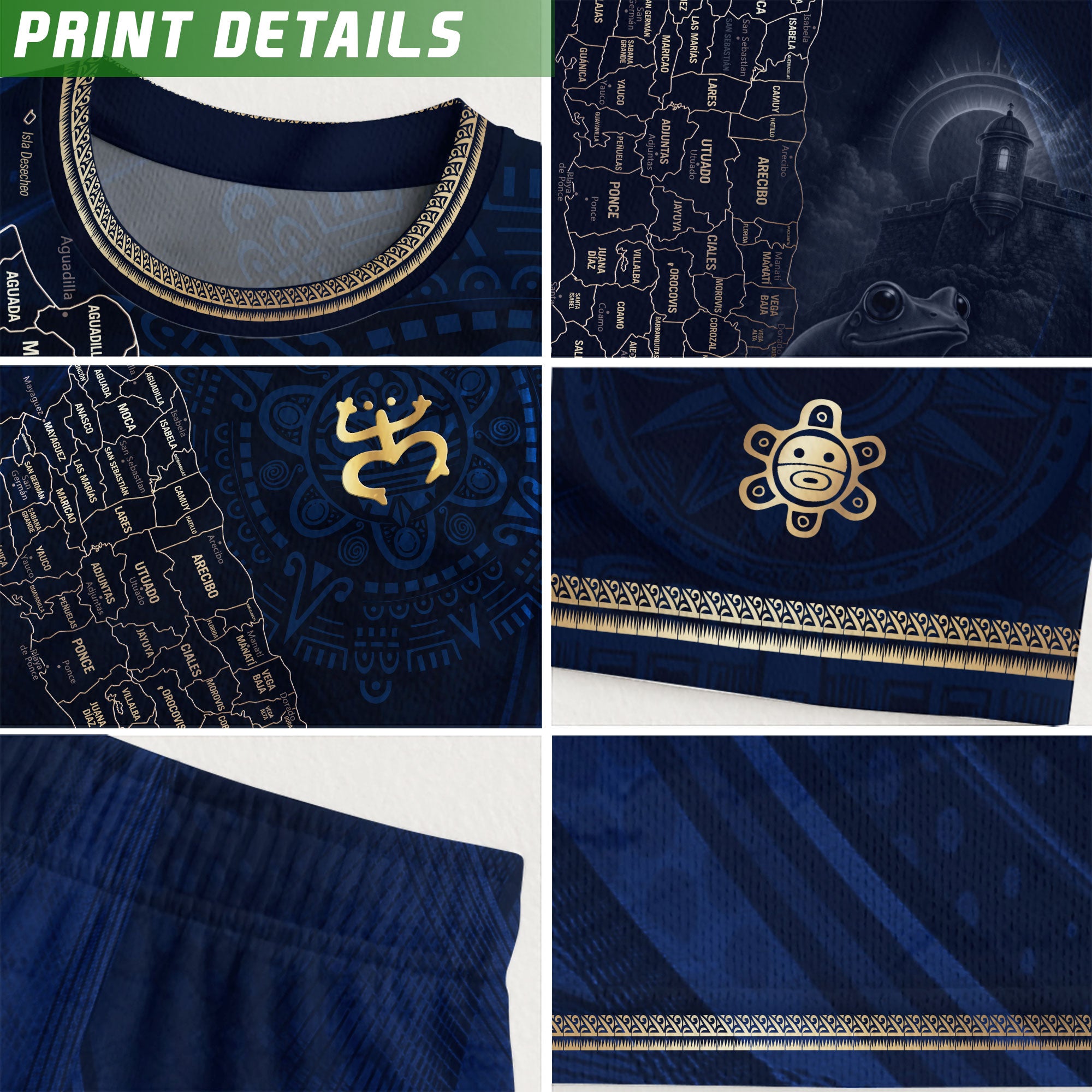 TEST BUNDLE - Puerto Rico Map Boricua Coqui Frog El Morro Gold Navy Heritage Soccer Jersey (Copy)