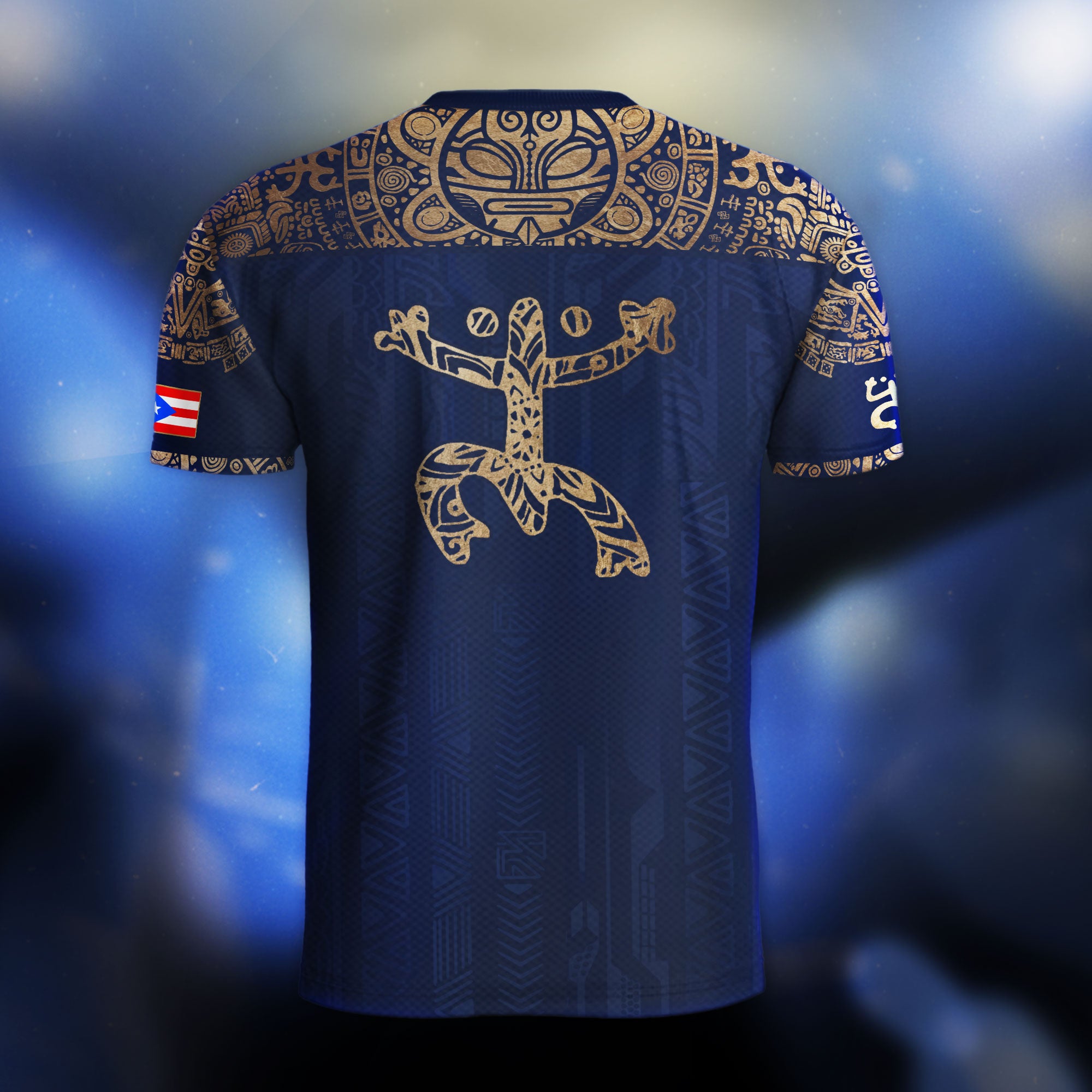 Puerto Rico Navy Gold Coqui Frog Garita Flower National Heritage Boricua Soccer Jersey