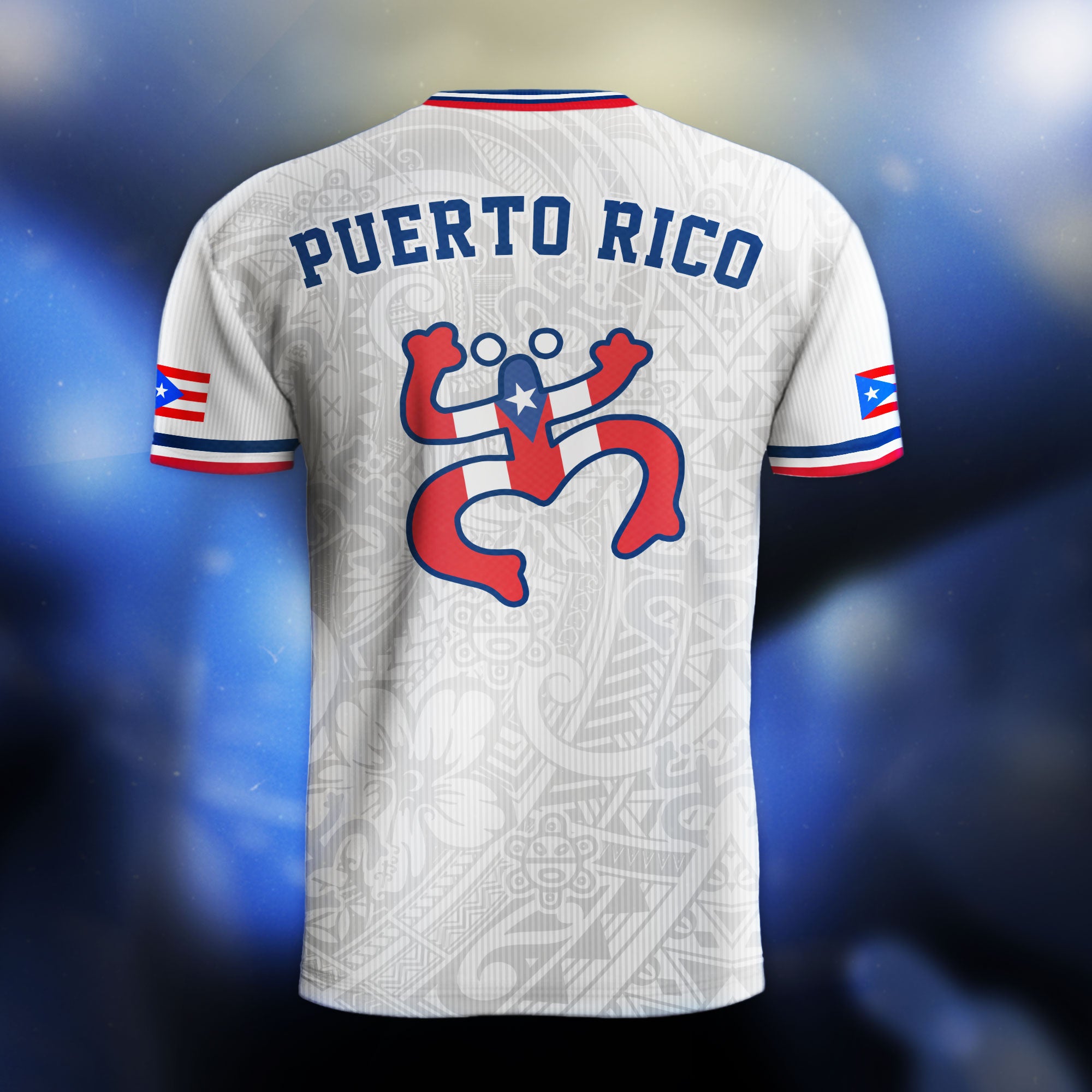 Puerto Rico Blanco Azul Boricua Coqui Rana Tribal Taino Nacional Orgullo Camiseta de Fútbol