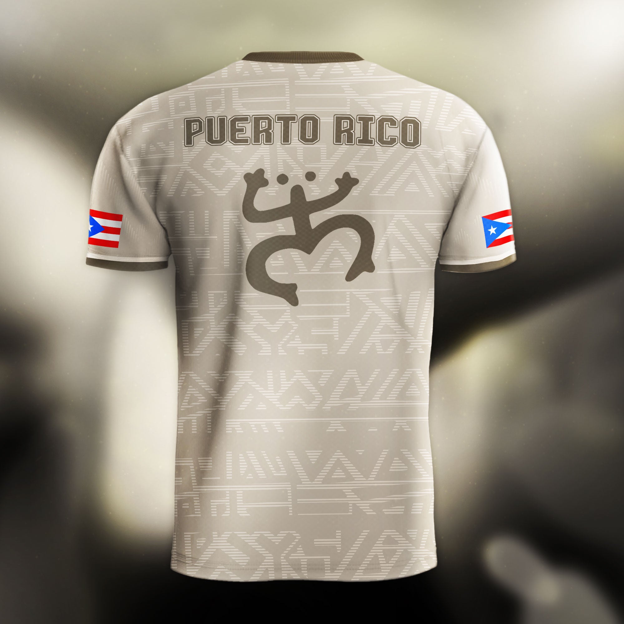 Puerto Rico Beige Gold Taino Sun God Tribal Pattern Symbol National Heritage Boricua Soccer Jersey